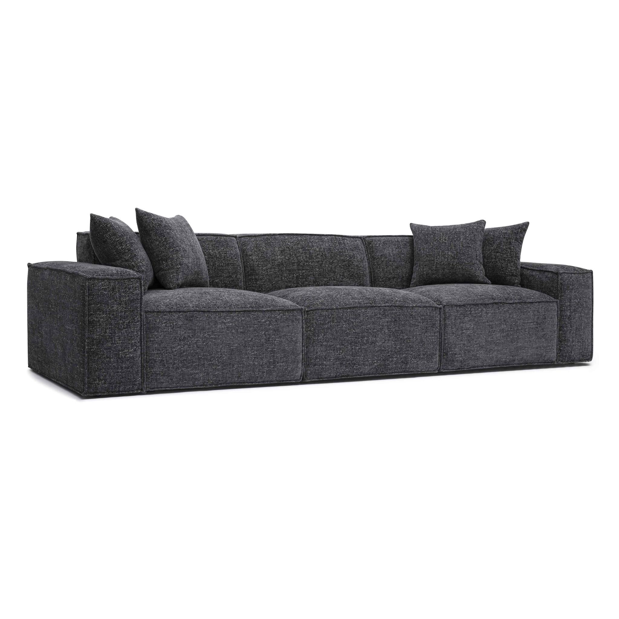 Mindy Charcoal Chenille Basketweave Modular Sofa - Image 2