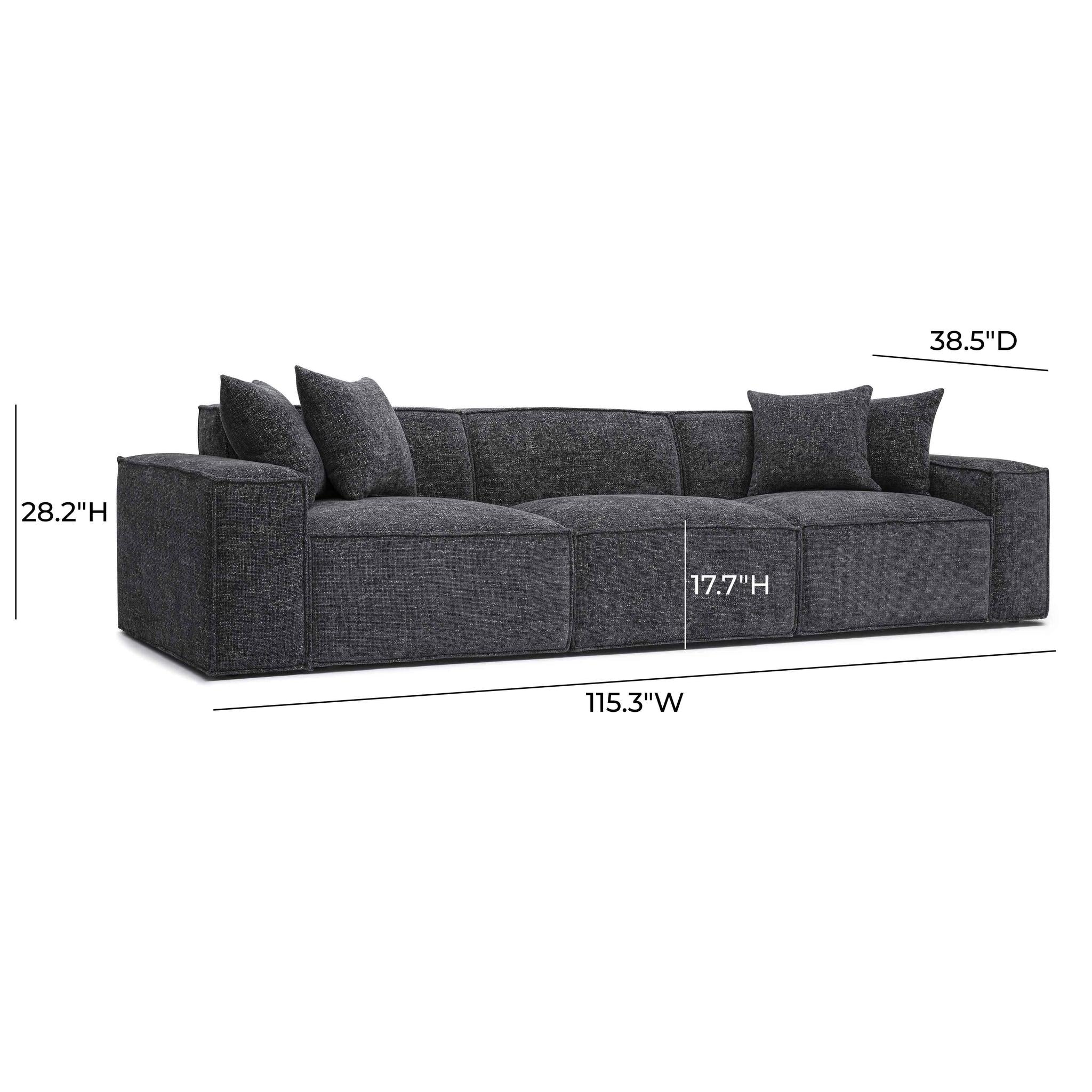 Mindy Charcoal Chenille Basketweave Modular Sofa - Image 5