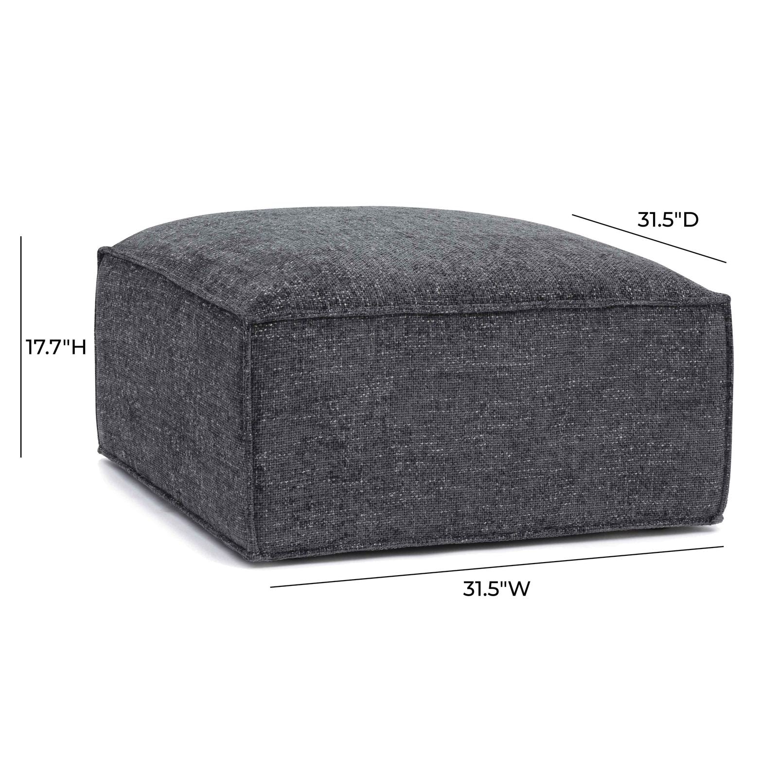 Mindy Charcoal Chenille Basketweave Ottoman - Image 6