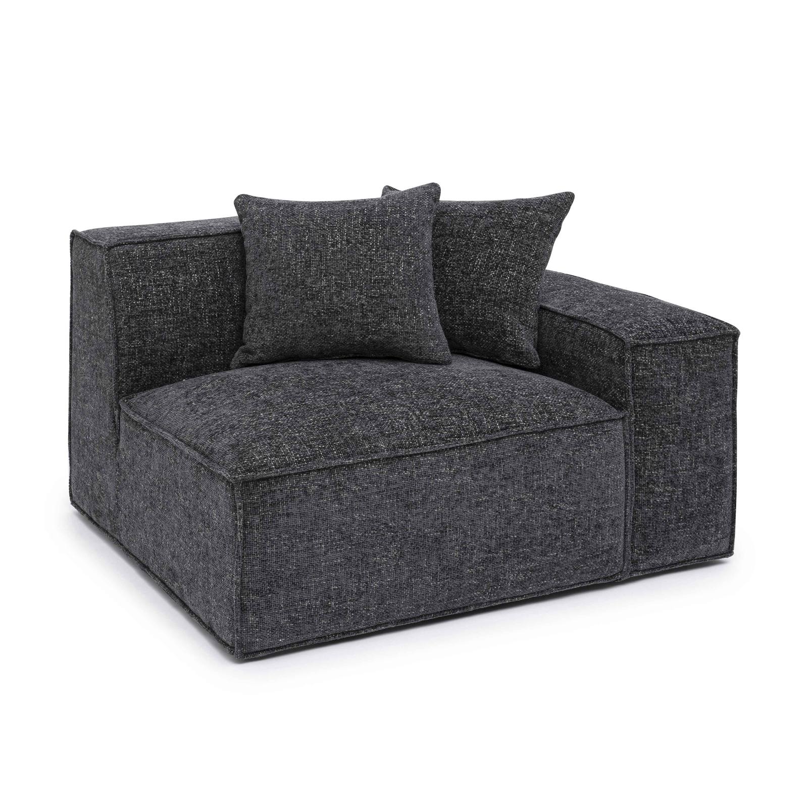 Mindy Charcoal Chenille Basketweave RAF Corner Chair - Image 2