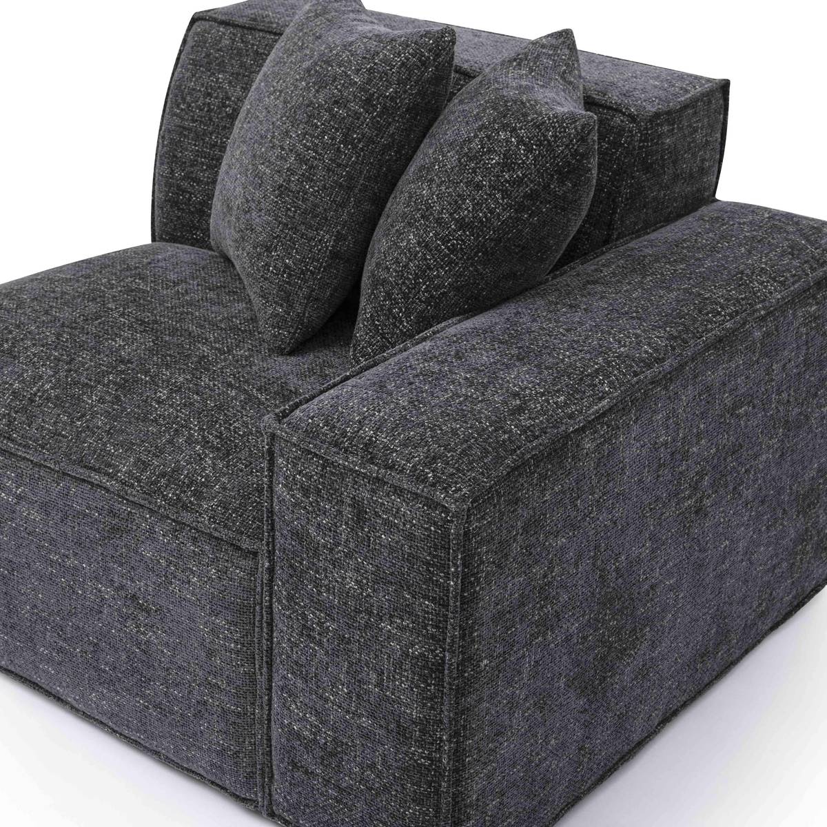 Mindy Charcoal Chenille Basketweave RAF Corner Chair - Image 4