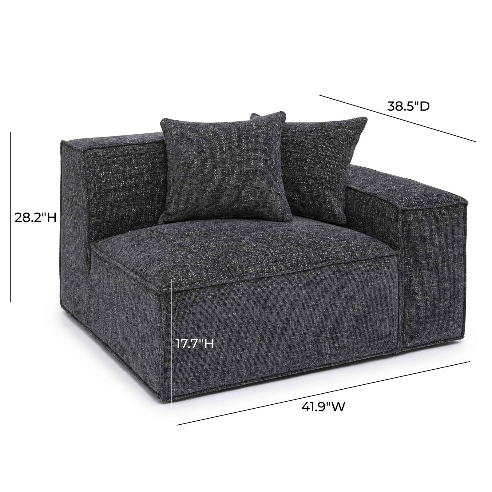 Mindy Charcoal Chenille Basketweave RAF Corner Chair - Image 5