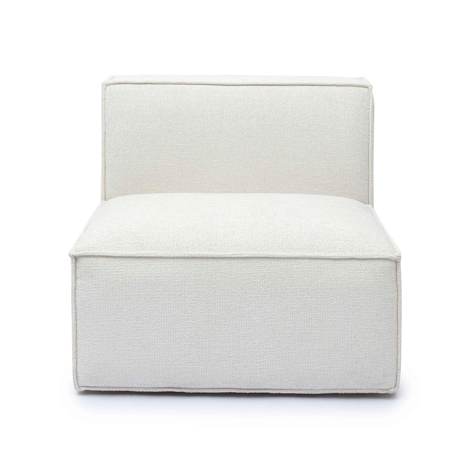 Mindy Cream Chenille Basketweave Armless Chair - Image 2