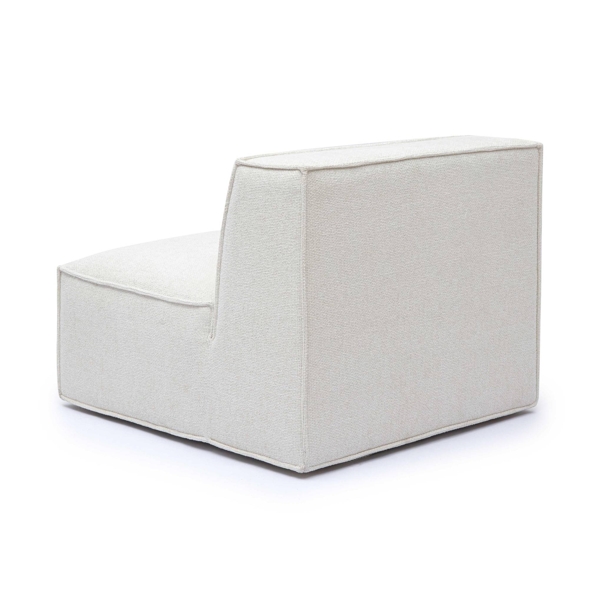 Mindy Cream Chenille Basketweave Armless Chair - Image 3