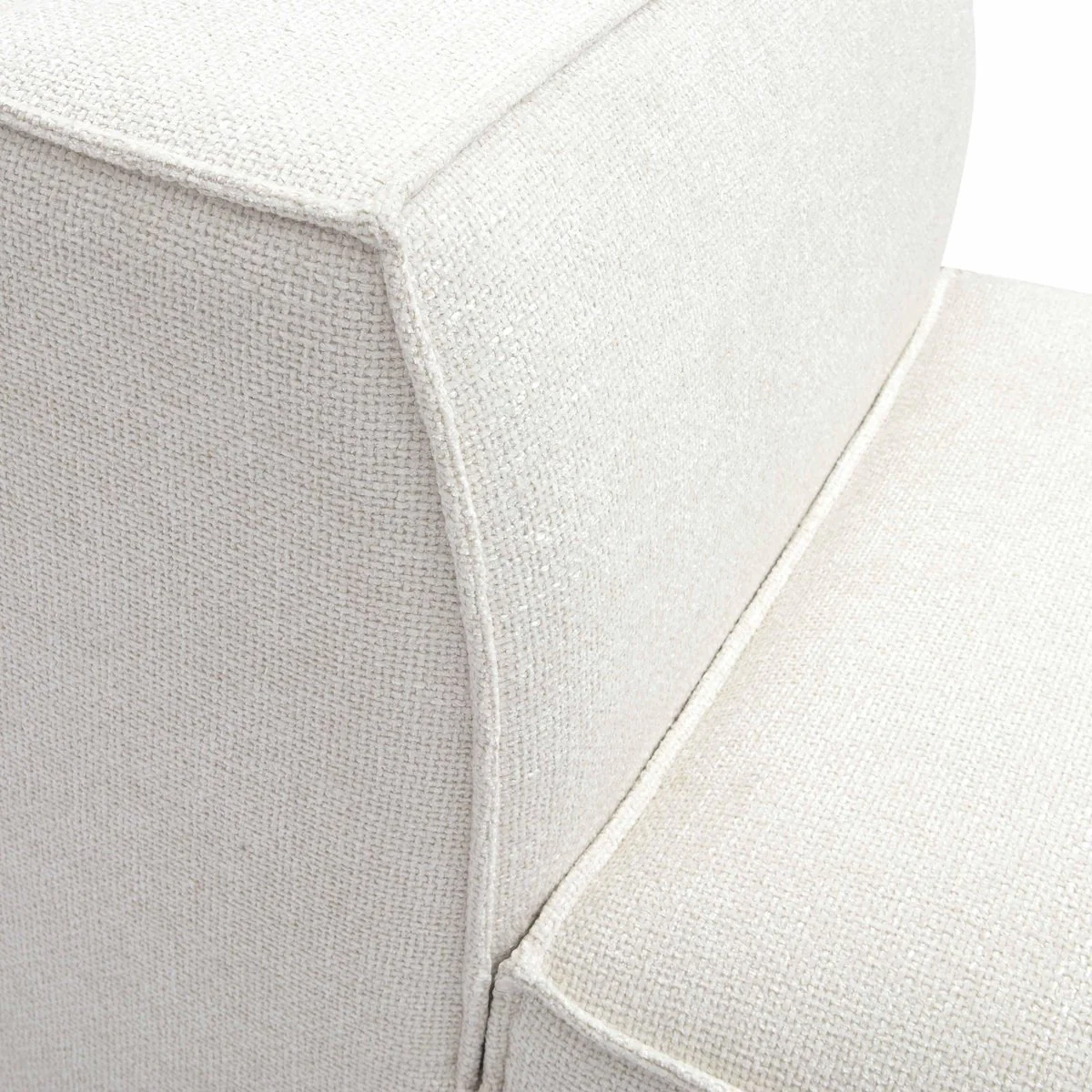 Mindy Cream Chenille Basketweave Armless Chair - Image 4