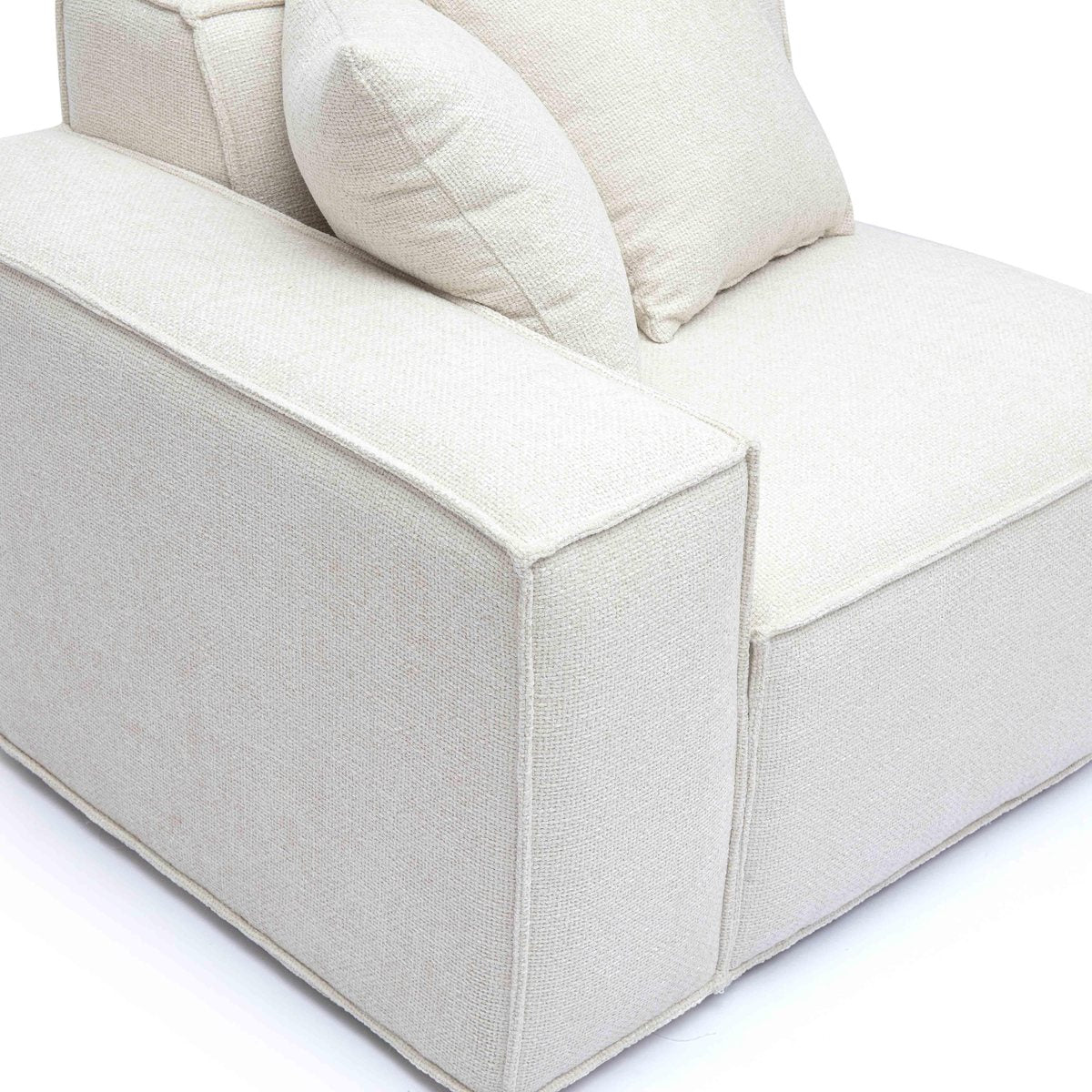 Mindy Cream Chenille Basketweave LAF Corner Chair - Image 4
