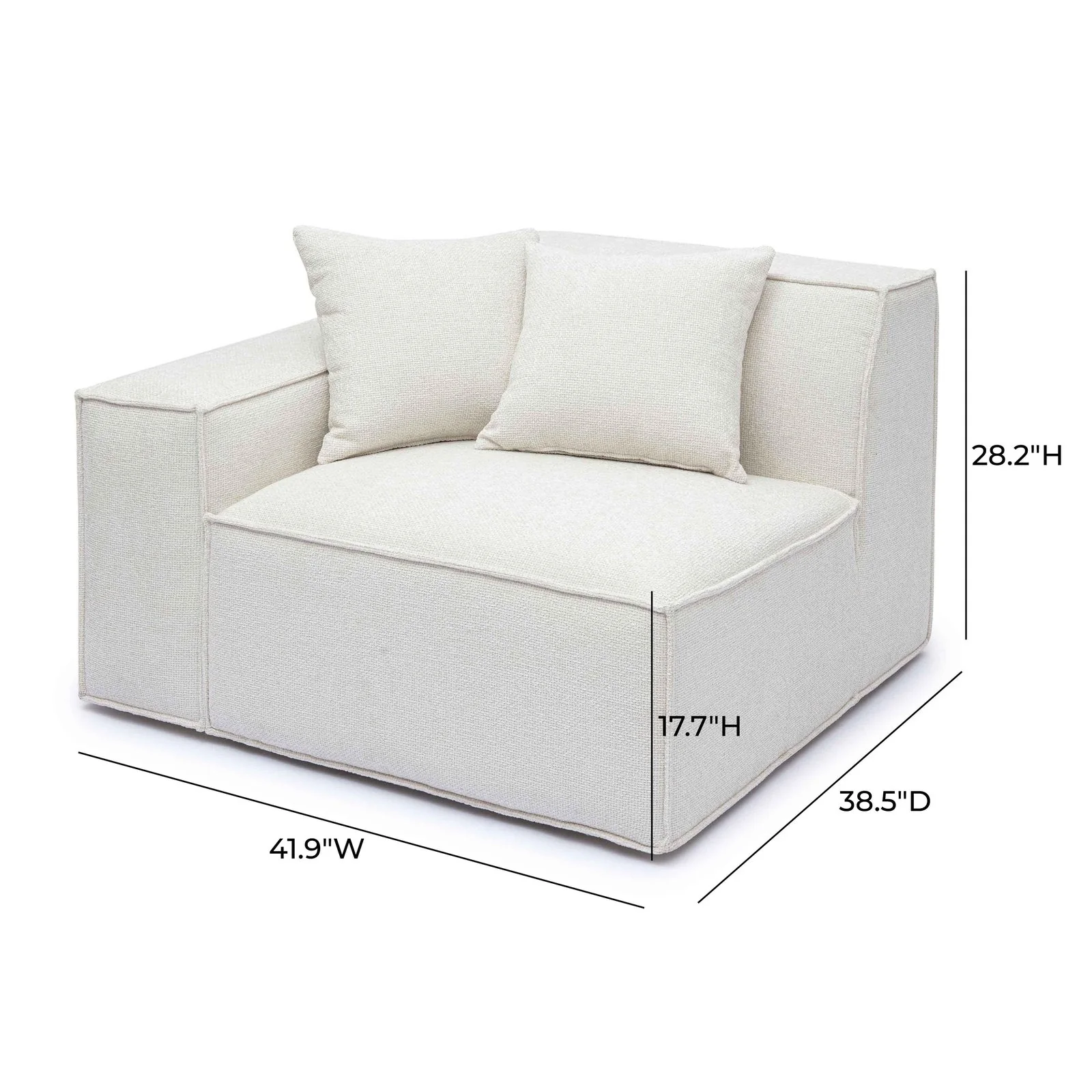Mindy Cream Chenille Basketweave LAF Corner Chair - Image 5