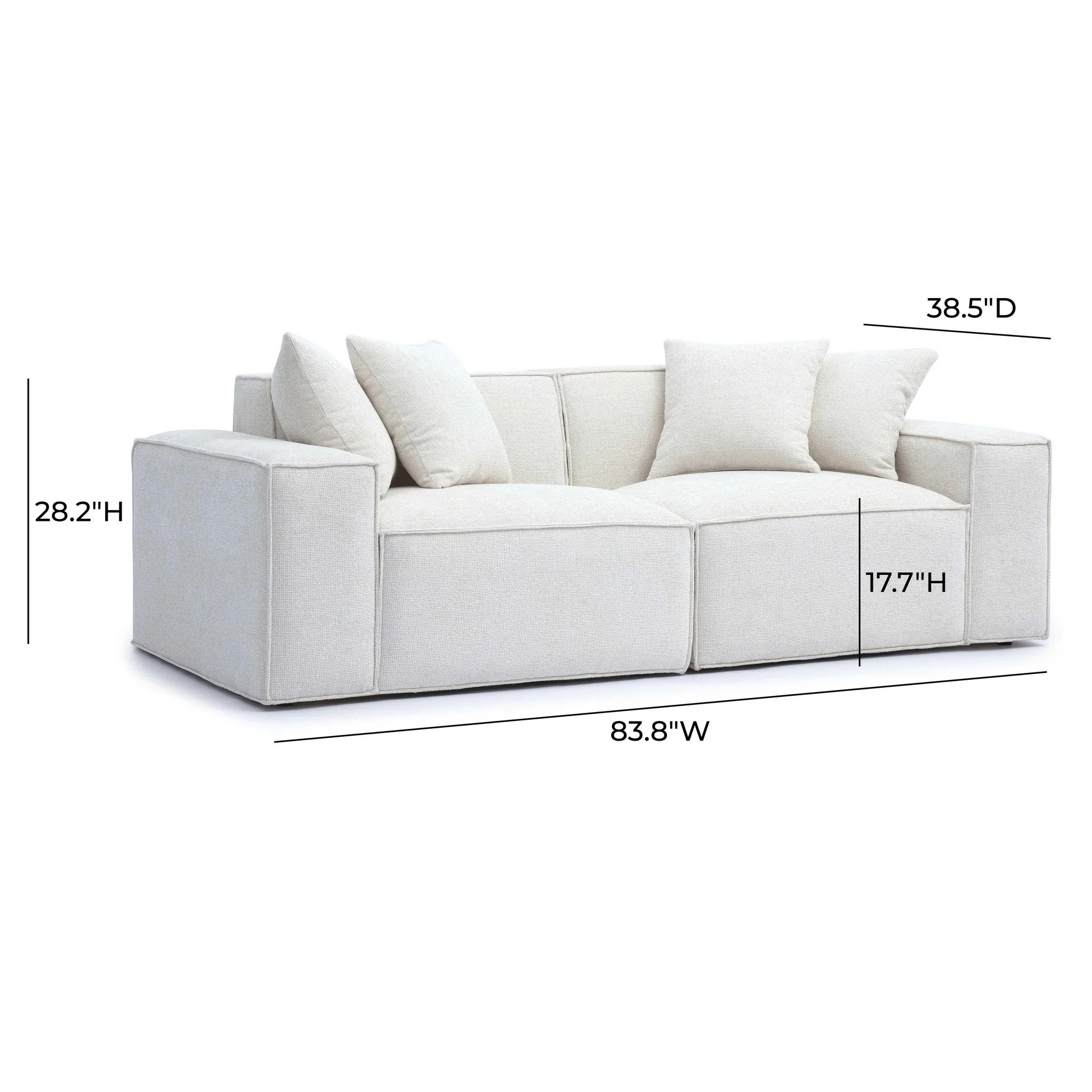 Mindy Cream Chenille Basketweave Modular Loveseat - Image 6