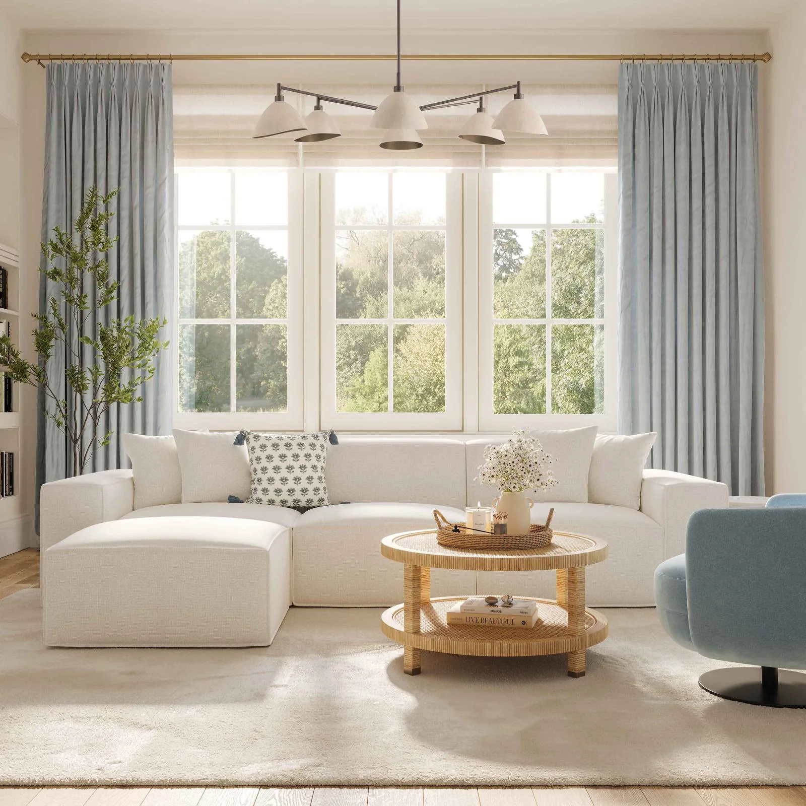 Mindy Cream Chenille Basketweave Modular Sectional - Image 2