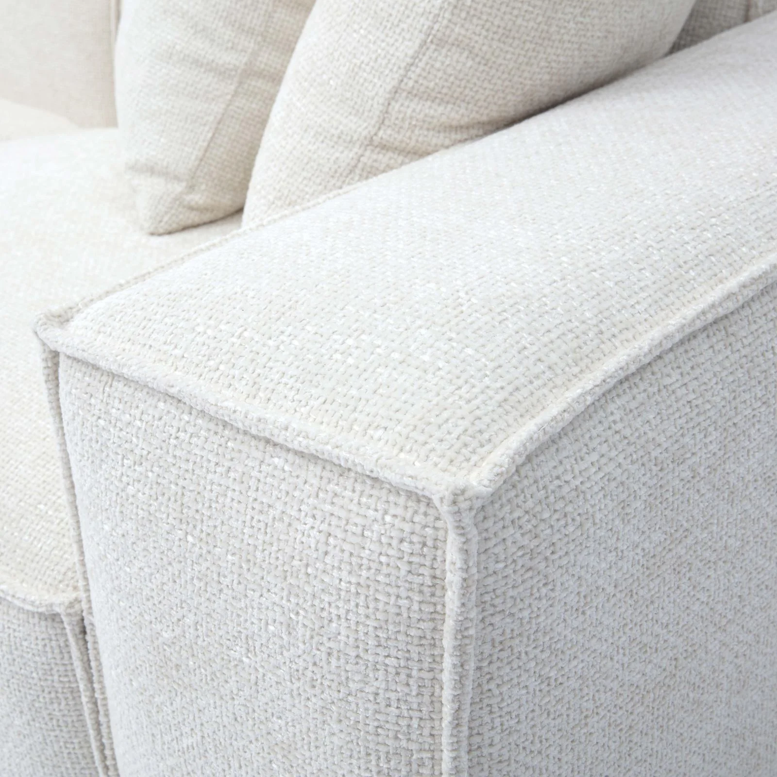 Mindy Cream Chenille Basketweave Modular Sectional - Image 5