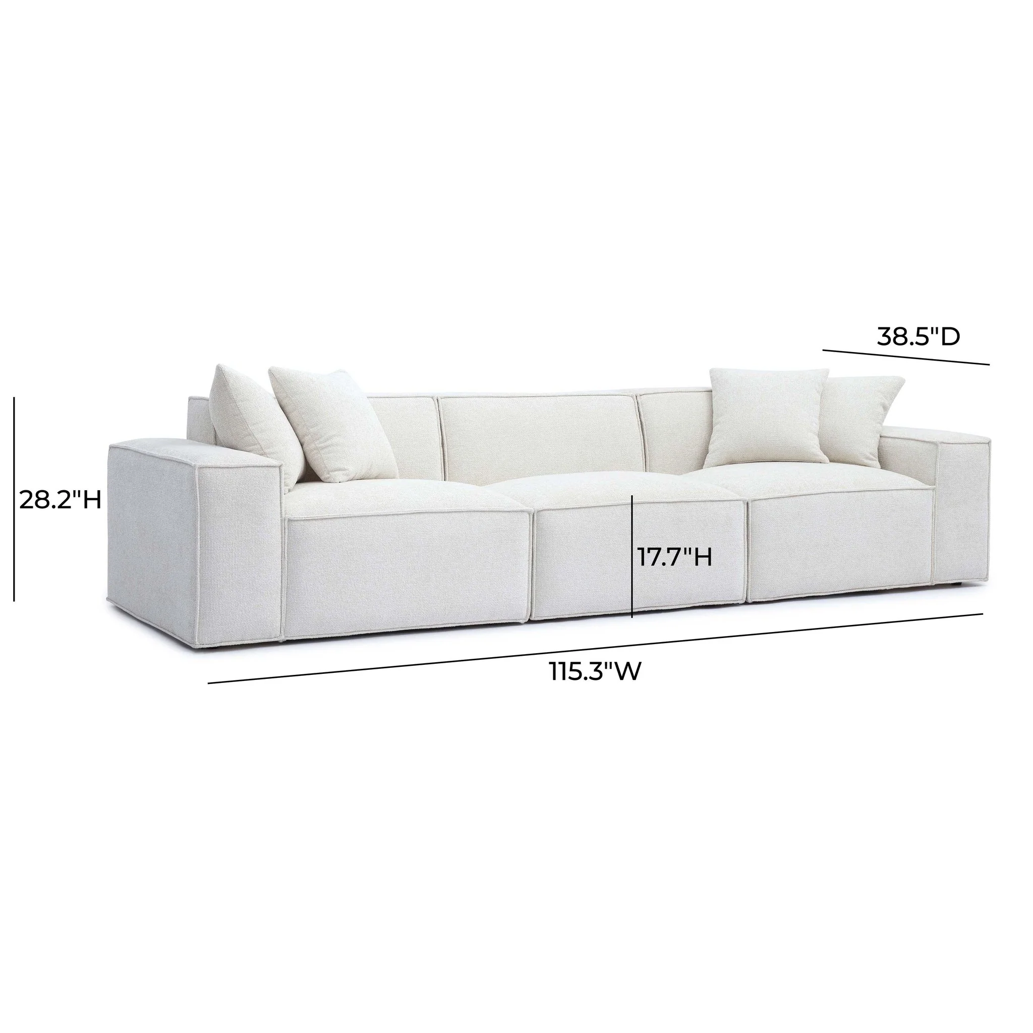 Mindy Cream Chenille Basketweave Modular Sofa - Image 5
