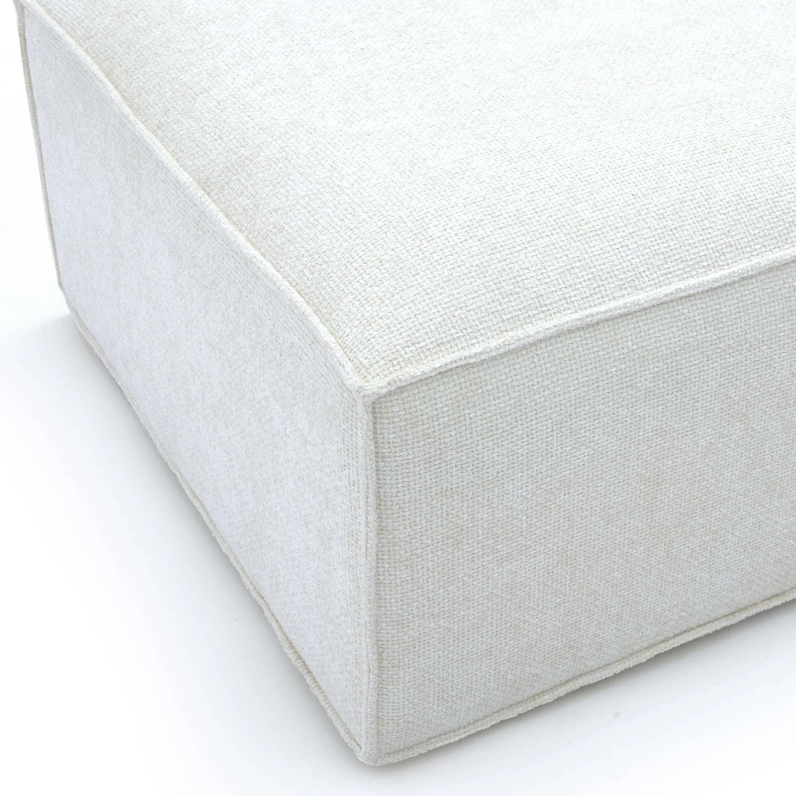 Mindy Cream Chenille Basketweave Ottoman - Image 5