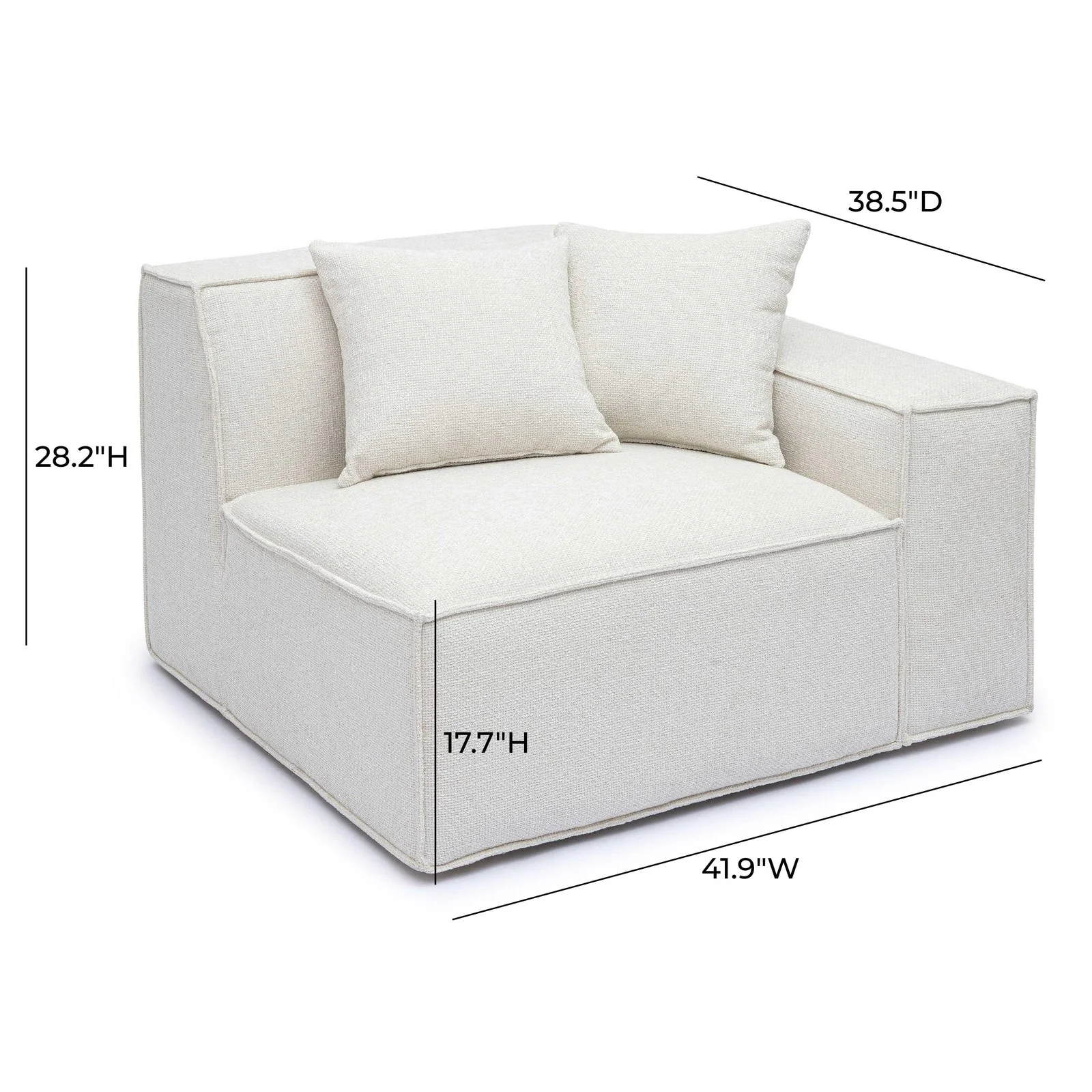 Mindy Cream Chenille Basketweave RAF Corner Chair - Image 5