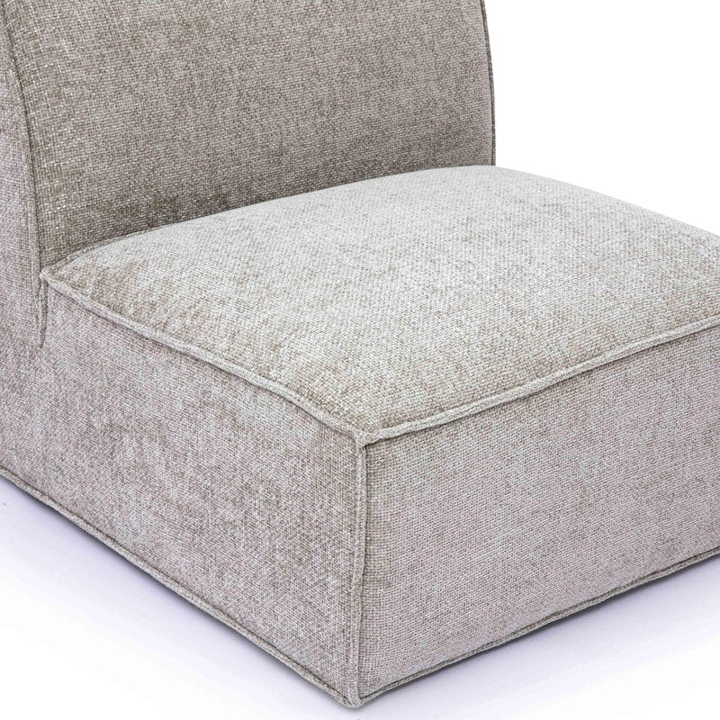 Mindy Taupe Chenille Basketweave Armless Chair - Image 4