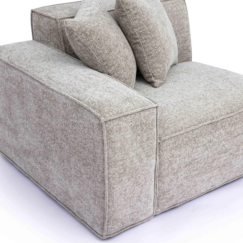 Mindy Taupe Chenille Basketweave LAF Corner Chair - Image 4