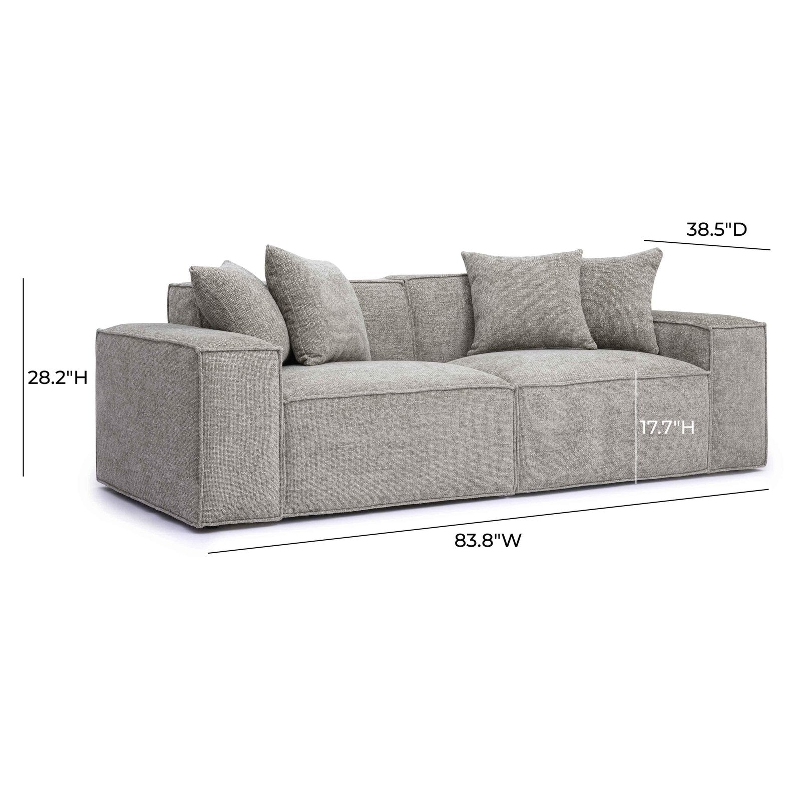 Mindy Taupe Chenille Basketweave Modular Loveseat - Image 6
