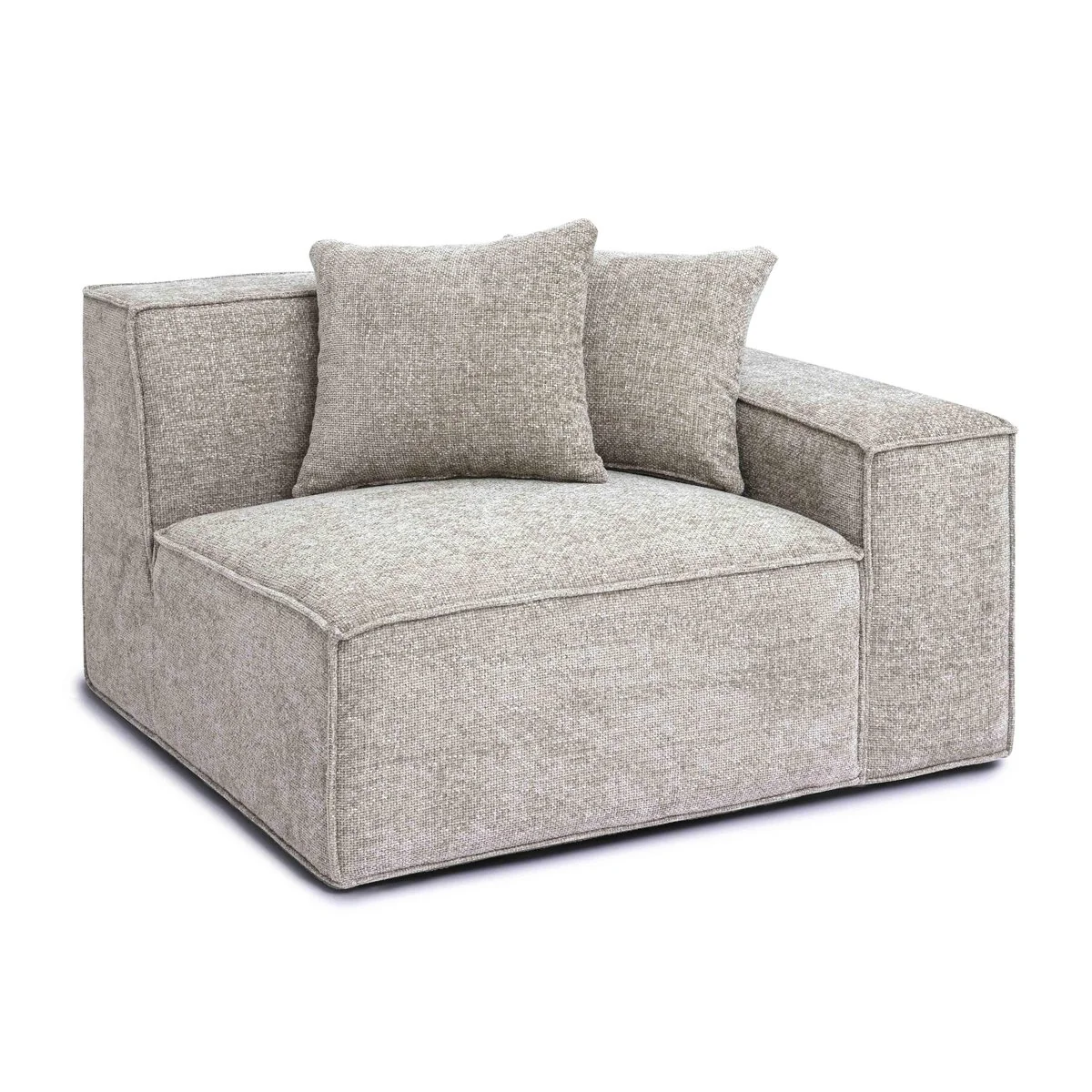 Mindy Taupe Chenille Basketweave RAF Corner Chair - Image 2