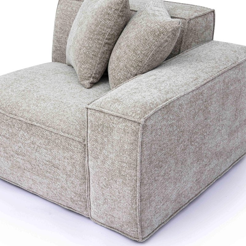 Mindy Taupe Chenille Basketweave RAF Corner Chair - Image 4