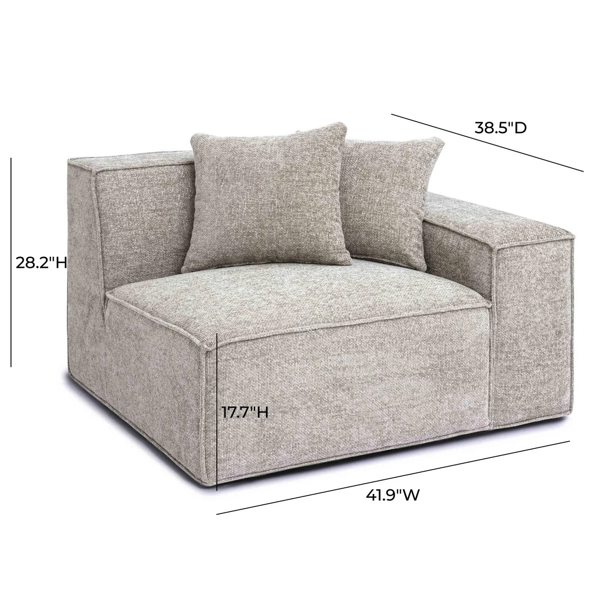 Mindy Taupe Chenille Basketweave RAF Corner Chair - Image 5