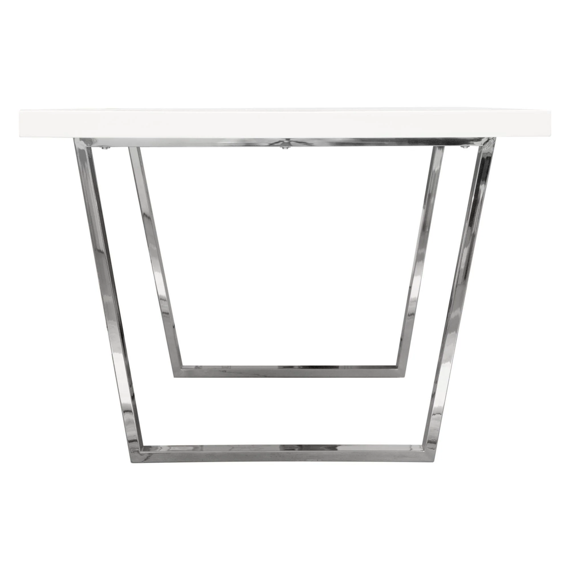 Mirage Rectangular Dining Table w/ White Lacquer Top and Polished Silver Metal Base by Diamond Sofa - Image 5