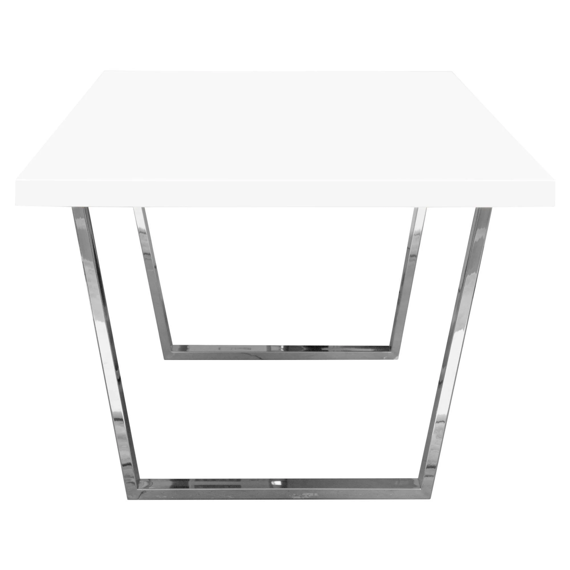 Mirage Rectangular Dining Table w/ White Lacquer Top and Polished Silver Metal Base by Diamond Sofa - Image 6
