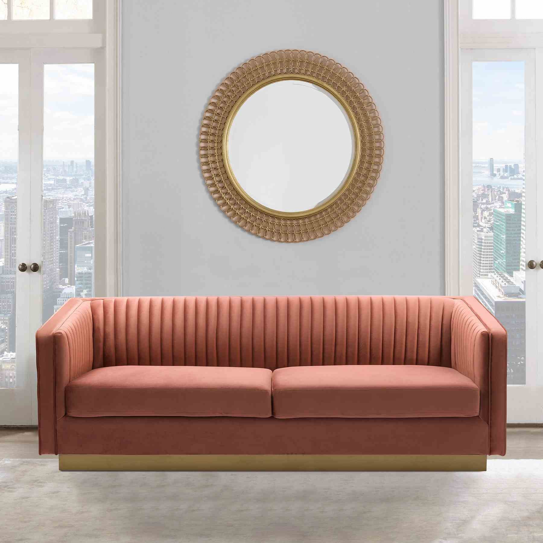 Miranda Blush Velvet and Gold Sofa - Image 5