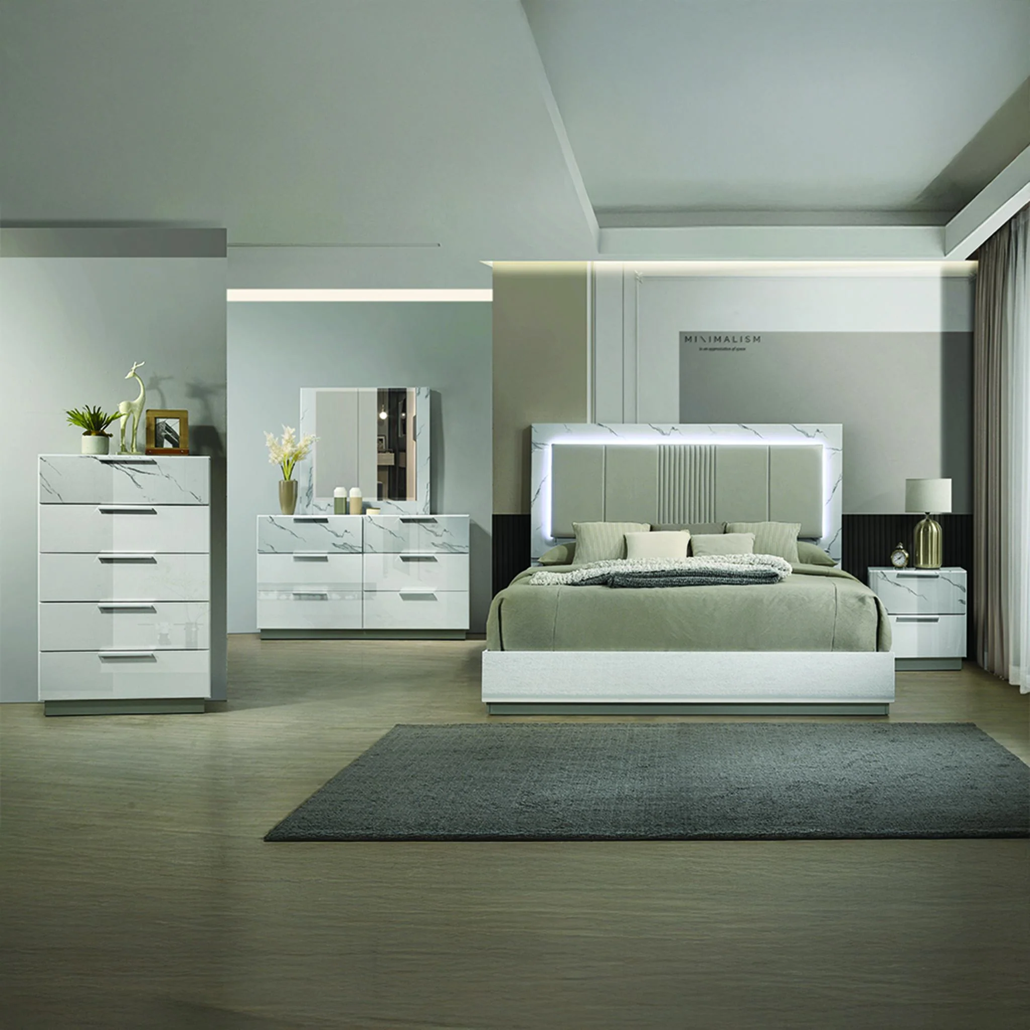 Mist Queen 5PC Bedroom Set White - Image 23