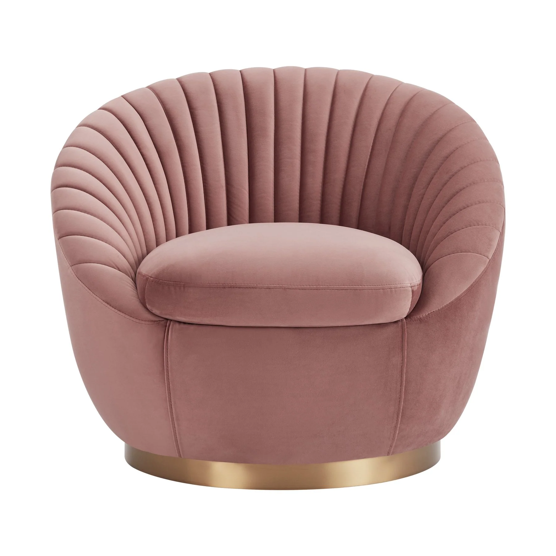 Mitzy Blush Velvet Swivel Accent Chair with Gold Base - Image 2