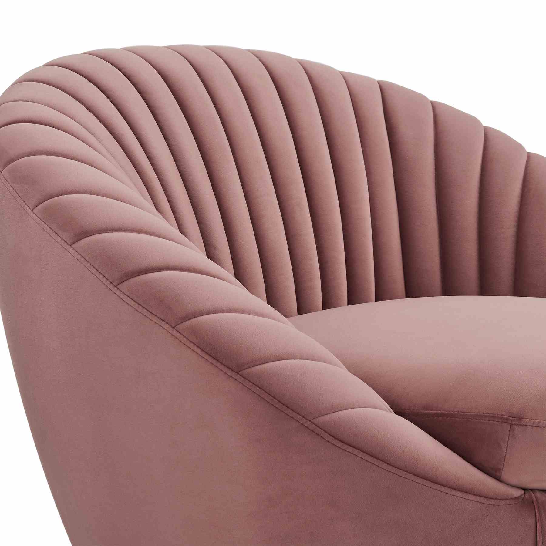 Mitzy Blush Velvet Swivel Accent Chair with Gold Base - Image 4