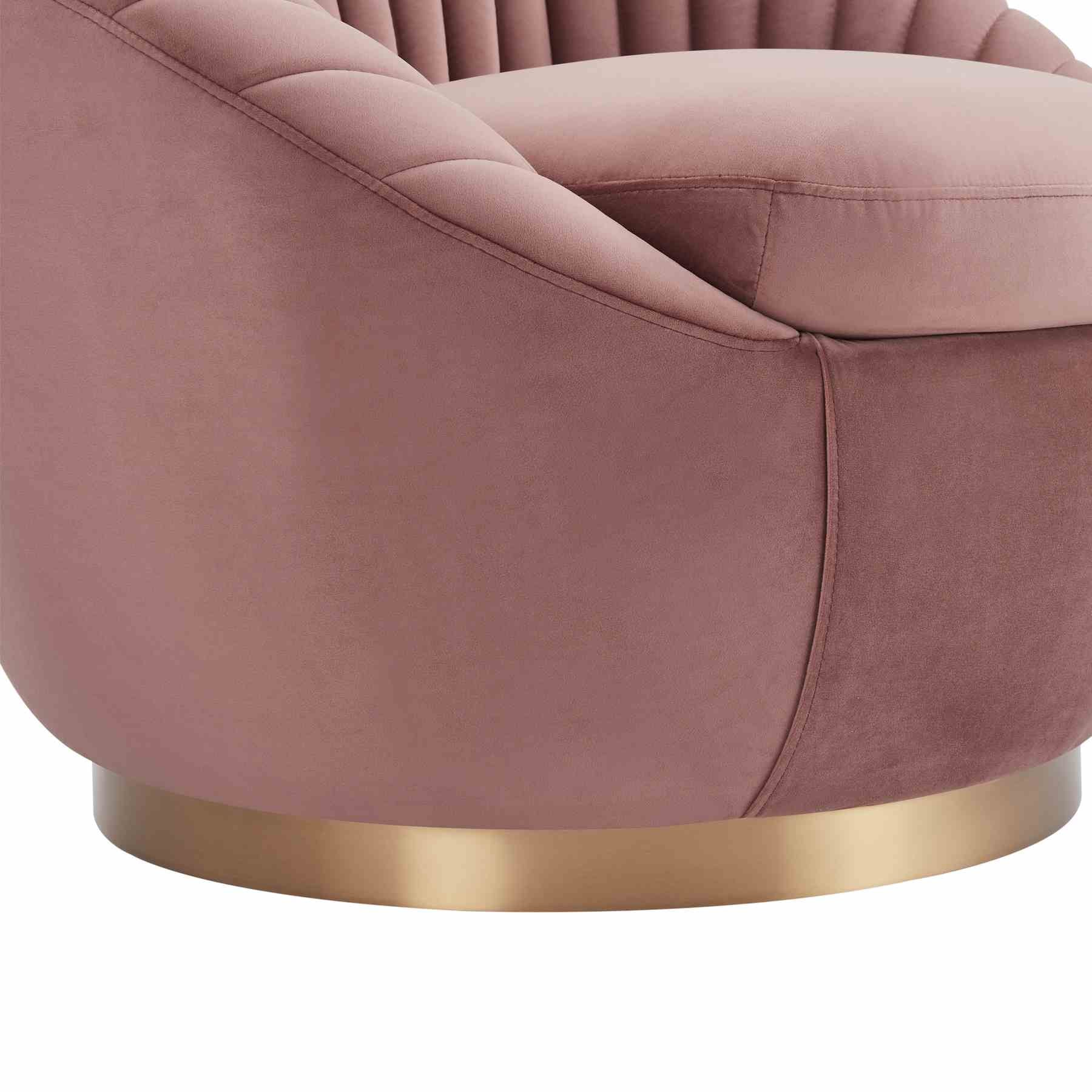 Mitzy Blush Velvet Swivel Accent Chair with Gold Base - Image 6