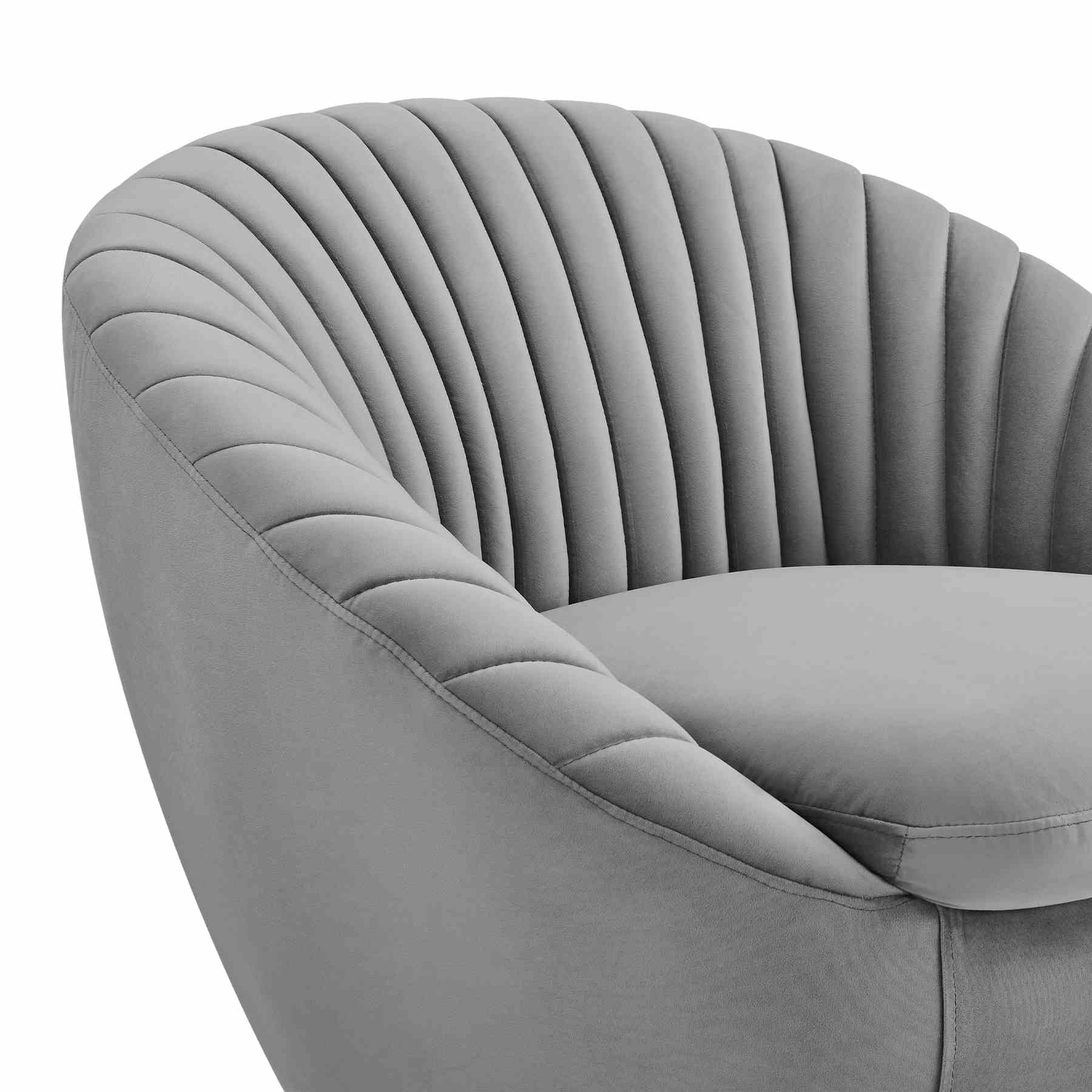 Mitzy Gray Velvet Swivel Accent Chair with Gold Base - Image 4