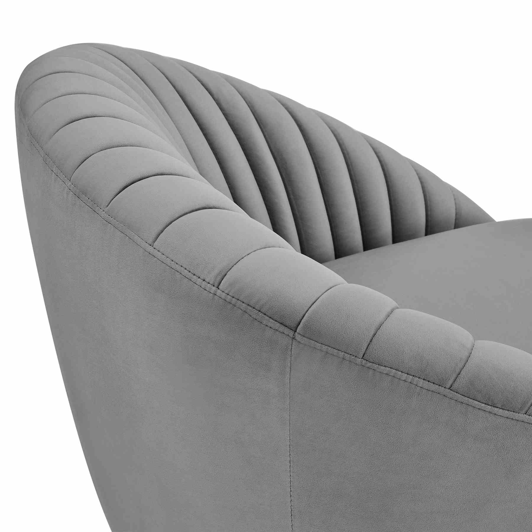 Mitzy Gray Velvet Swivel Accent Chair with Gold Base - Image 5