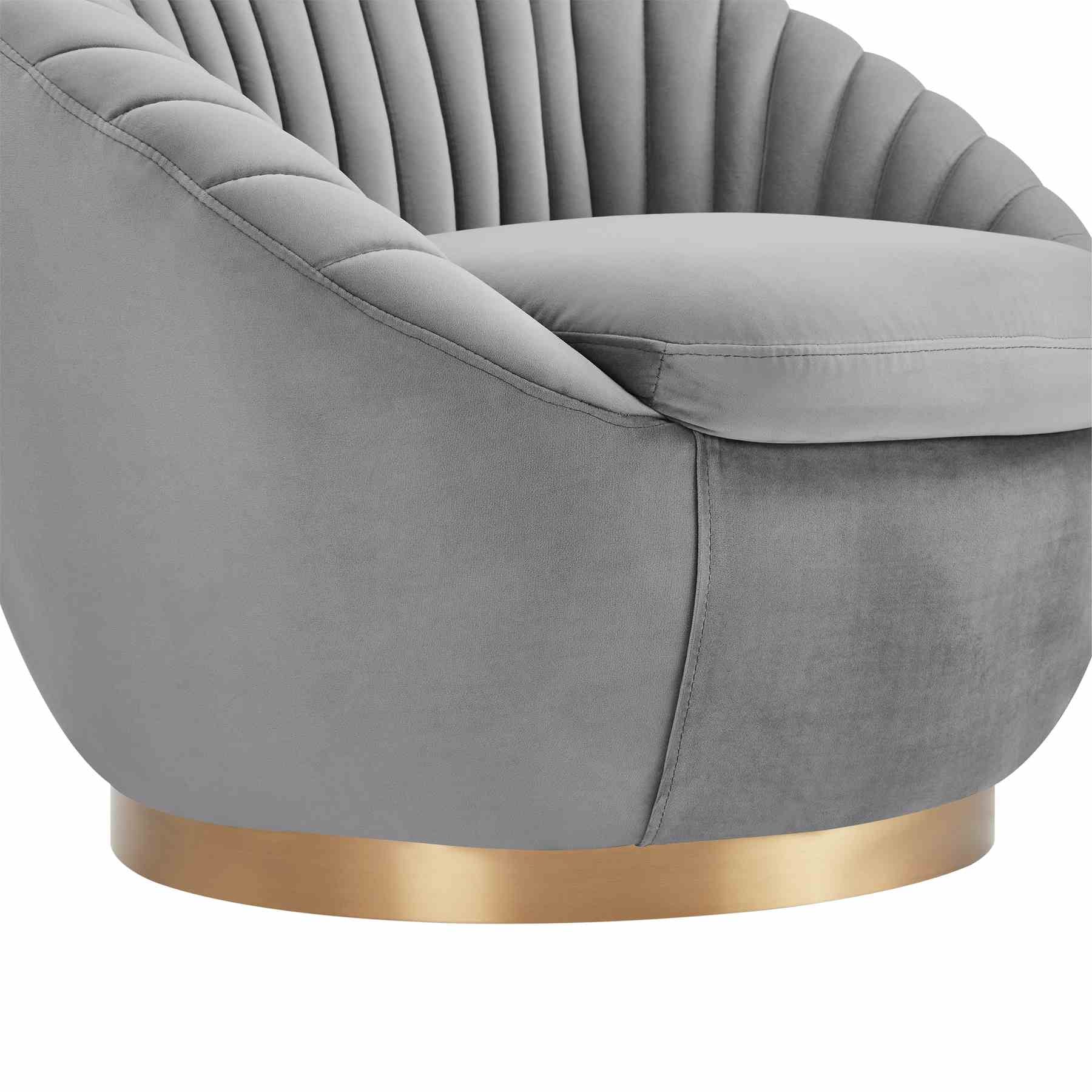 Mitzy Gray Velvet Swivel Accent Chair with Gold Base - Image 6
