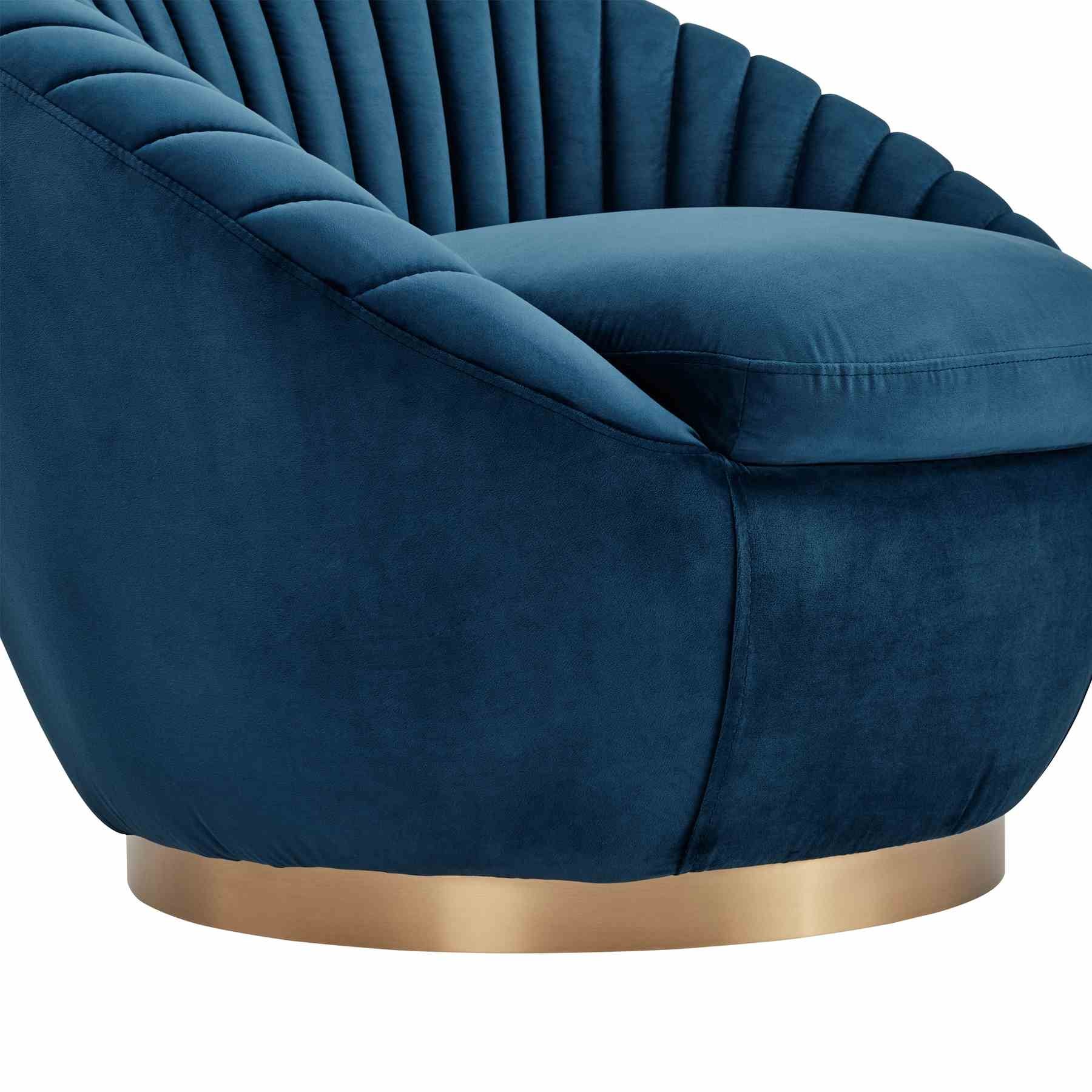 Mitzy Navy Velvet Swivel Accent Chair with Gold Base - Image 6