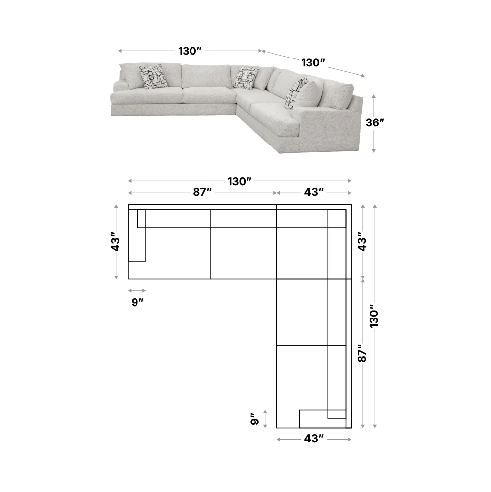 MOD #305 L shape Sectional 3pc Victoria Keyboard - Image 5
