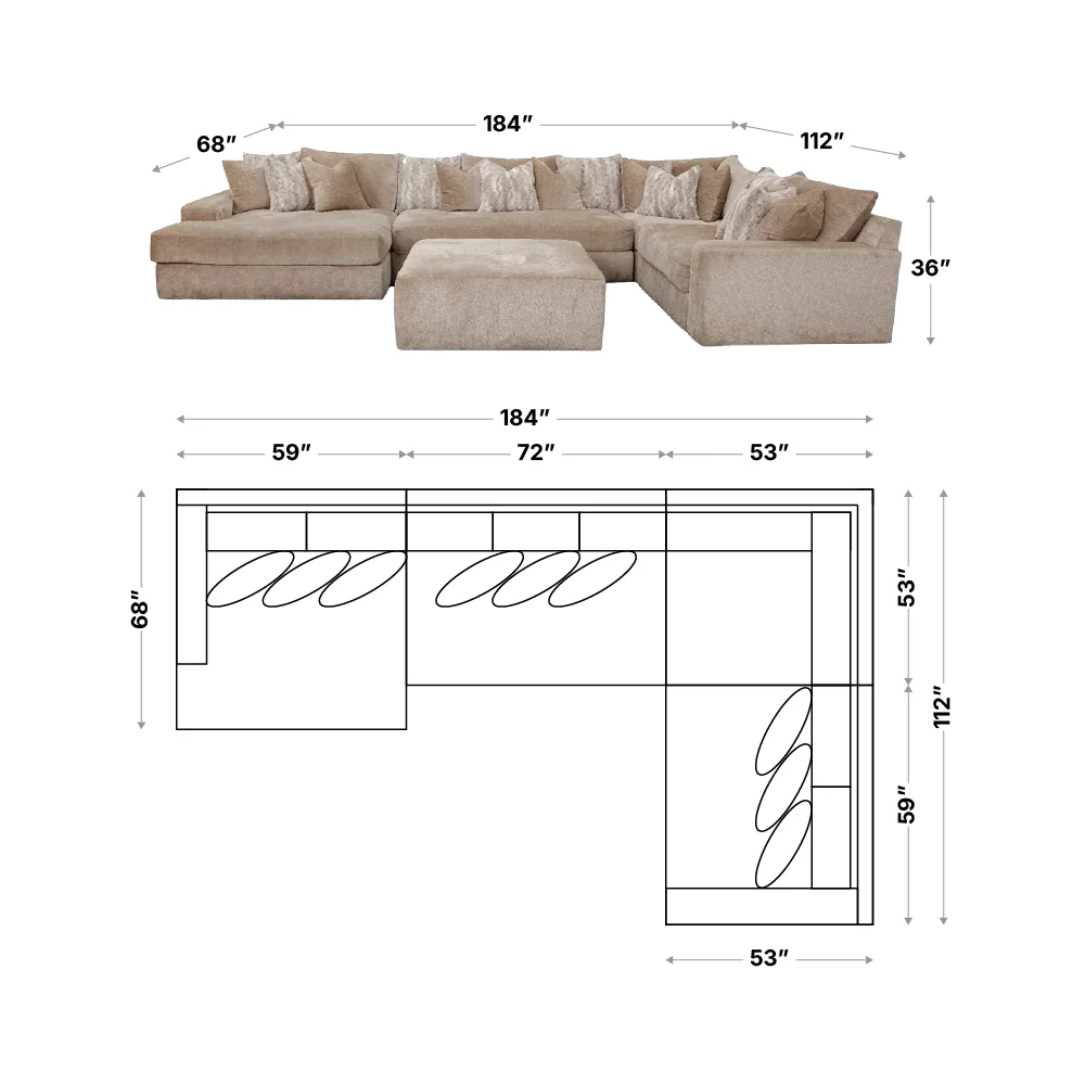 The Roxie, Oversized 4 Piece Sectional - Image 4