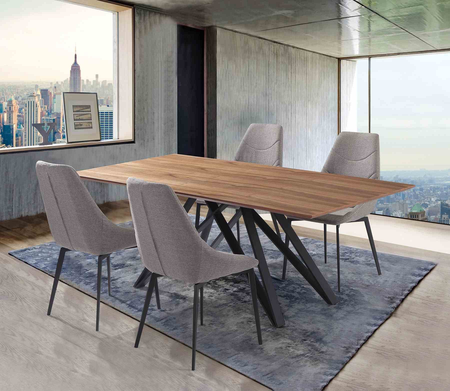 Modena Mid-Century Walnut Wood 5 Piece Dining Set - Image 7