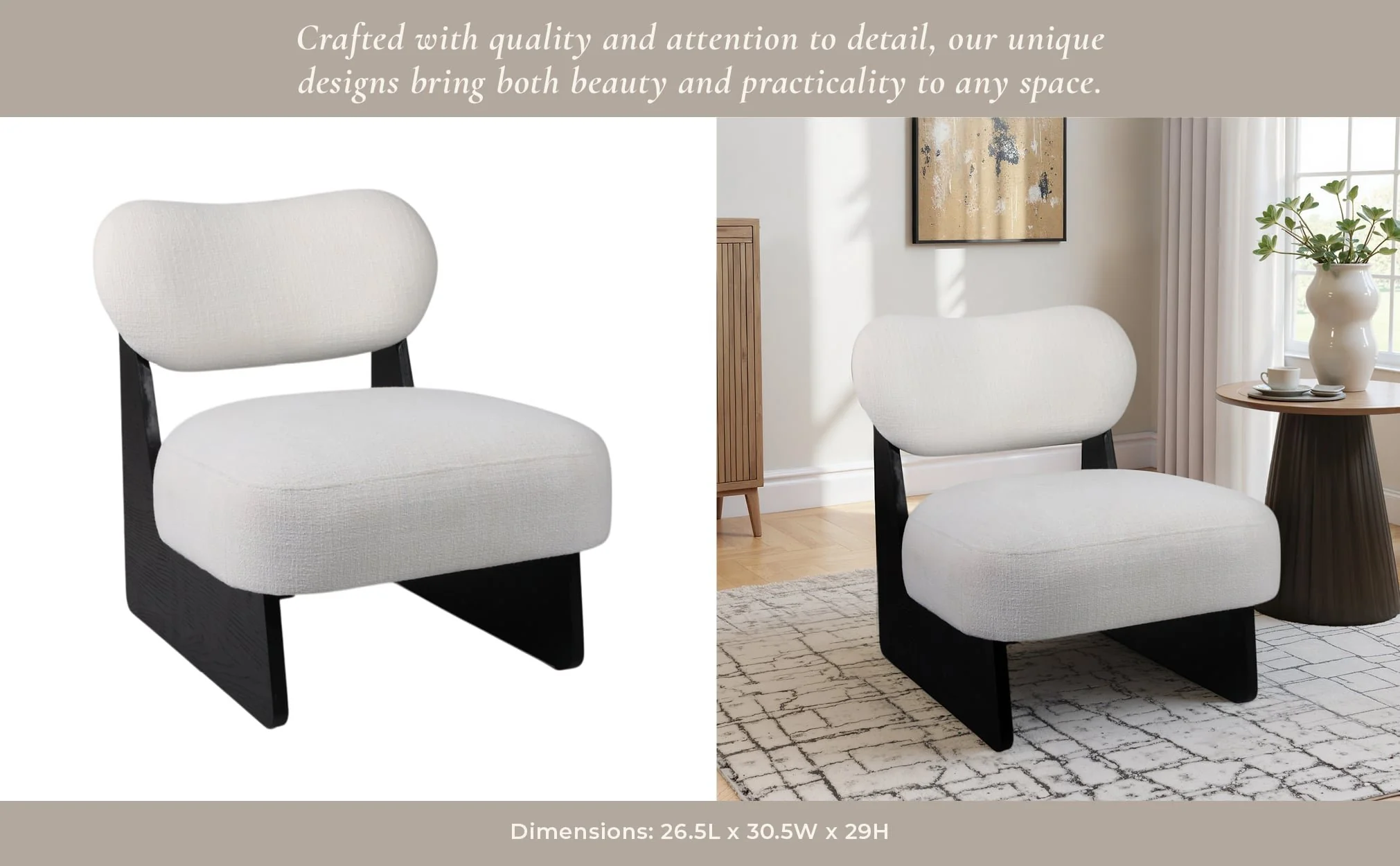 Modern Accent Chair, White/black - Image 10