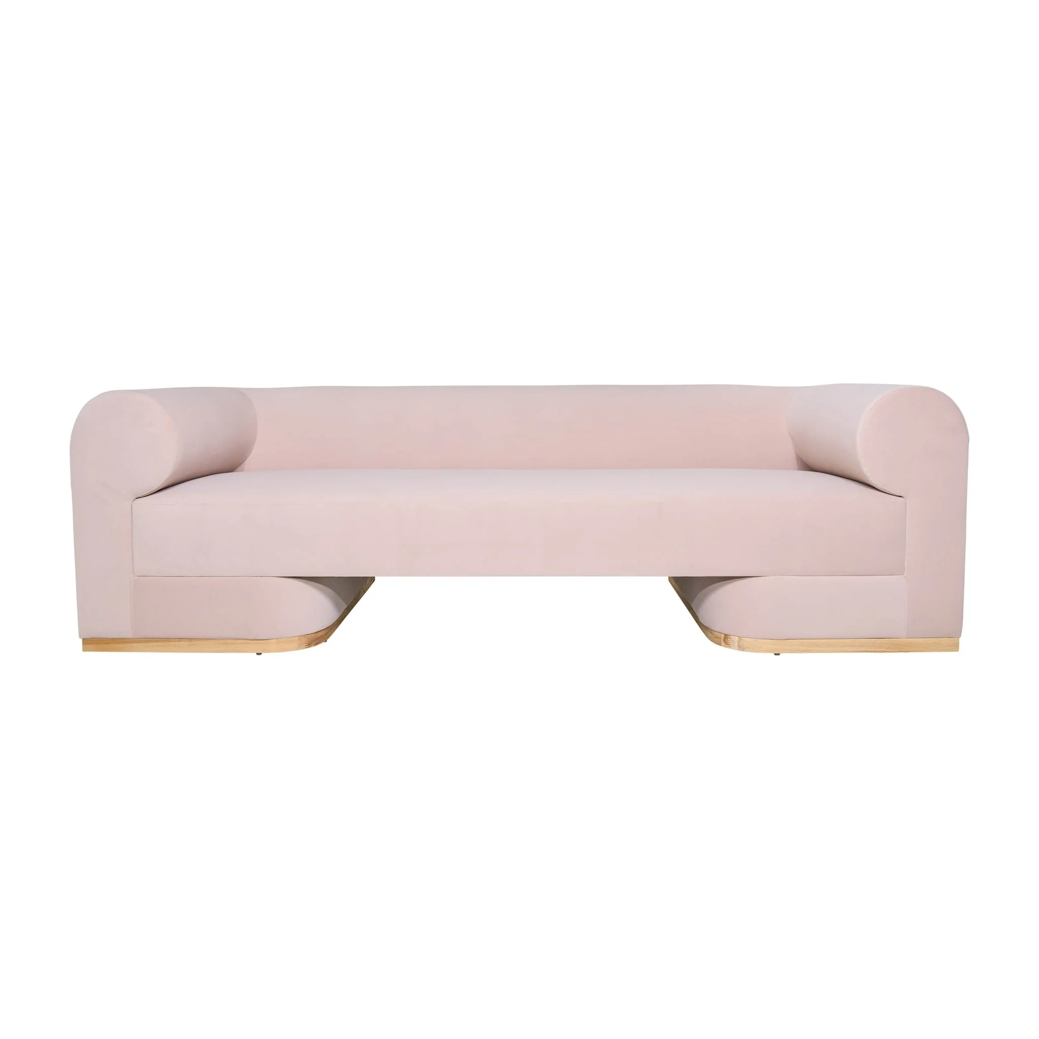Modern Sofa - Oak Wood Base, Blush - Image 2