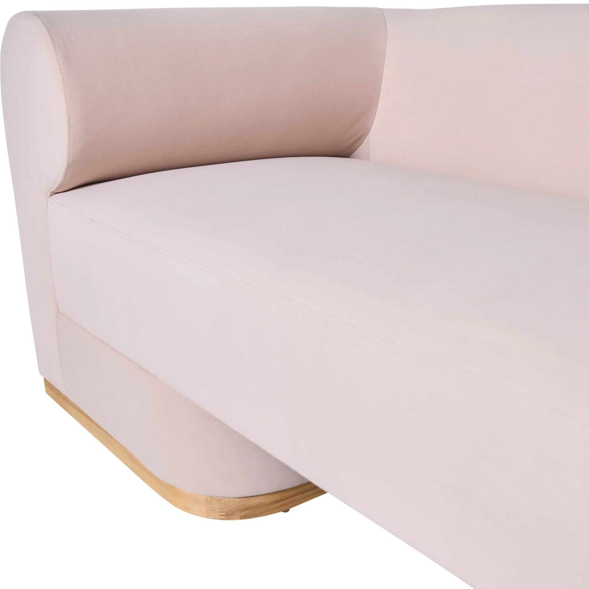 Modern Sofa - Oak Wood Base, Blush - Image 6
