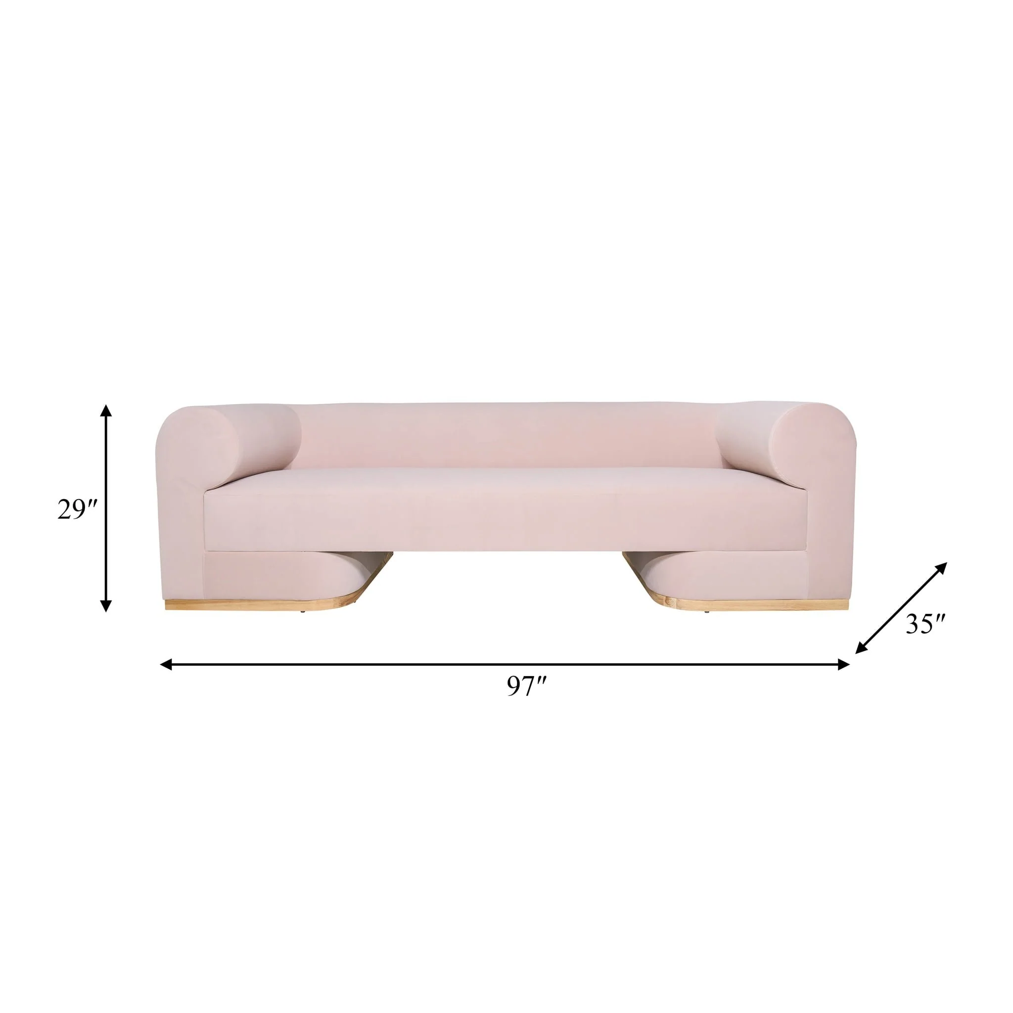 Modern Sofa - Oak Wood Base, Blush - Image 8