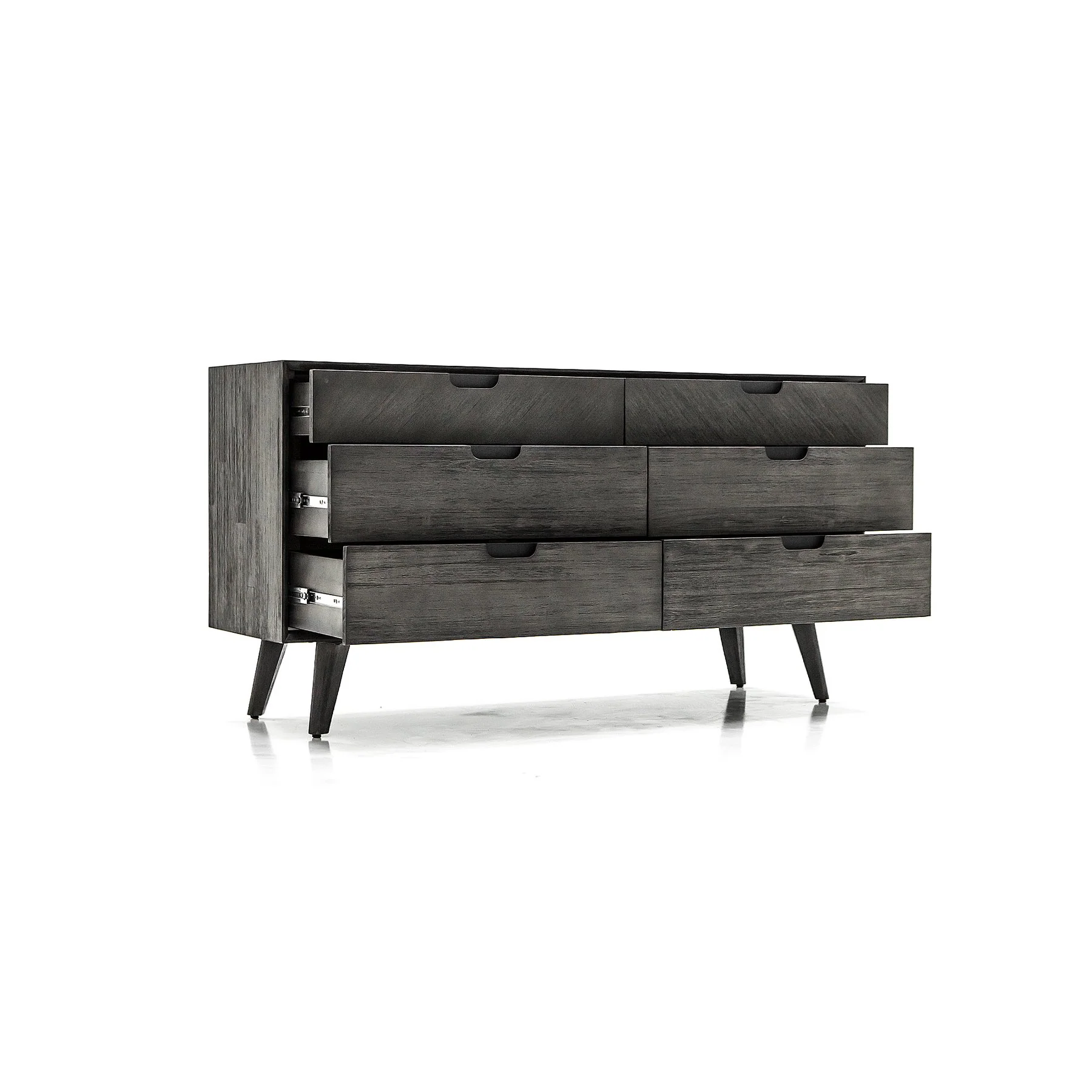 Mohave Mid-Century Tundra Gray Acacia 6 Drawer Dresser - Image 3