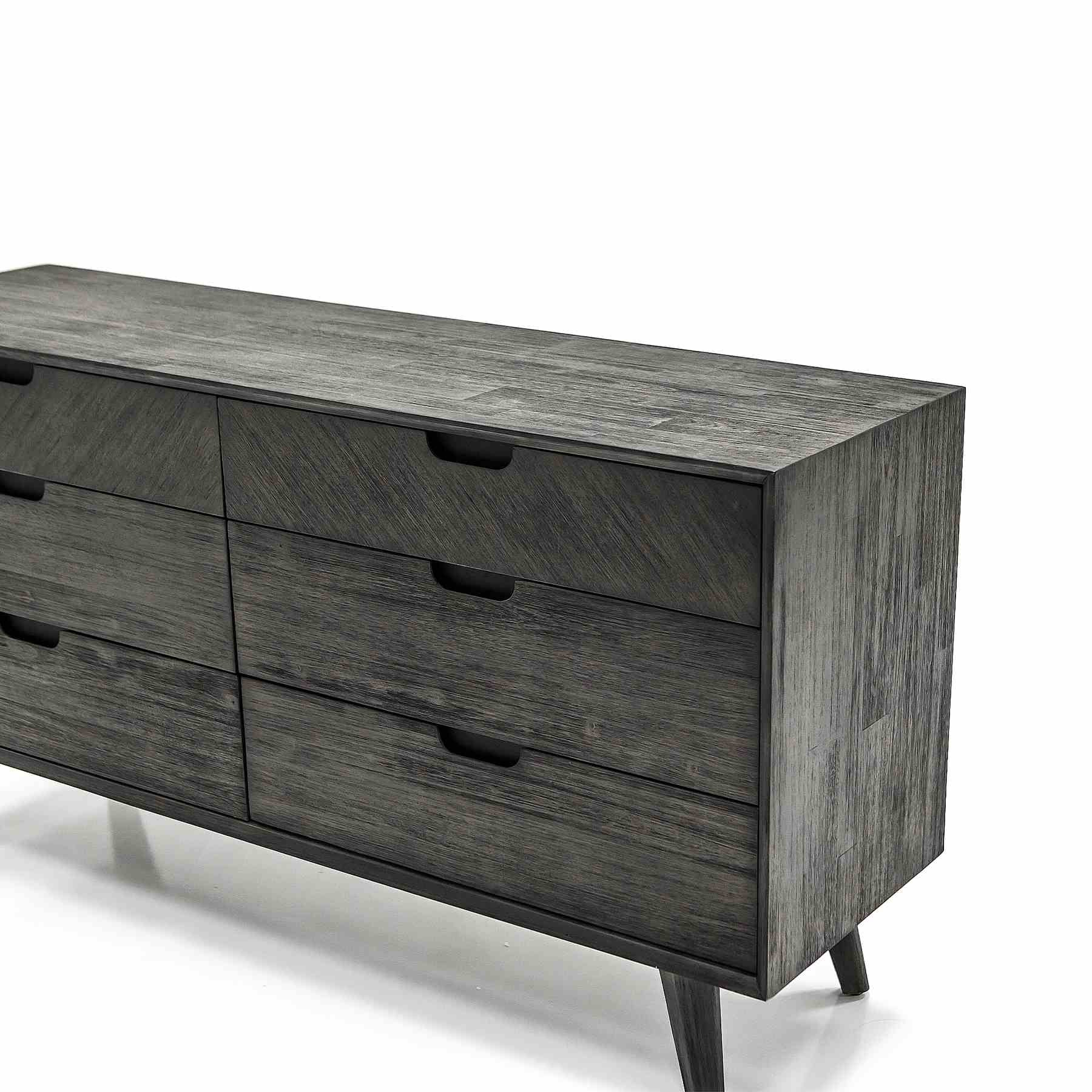 Mohave Mid-Century Tundra Gray Acacia 6 Drawer Dresser - Image 5
