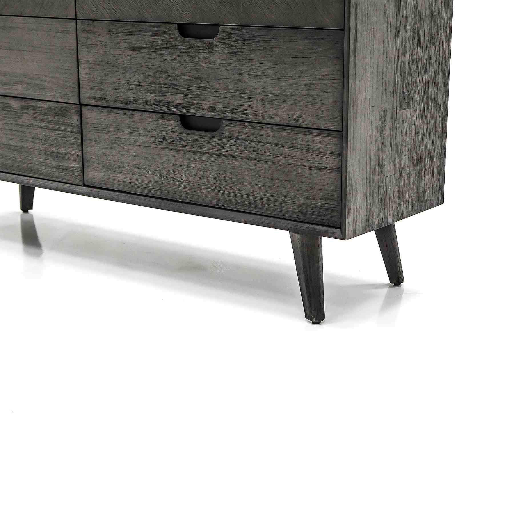 Mohave Mid-Century Tundra Gray Acacia 6 Drawer Dresser - Image 6