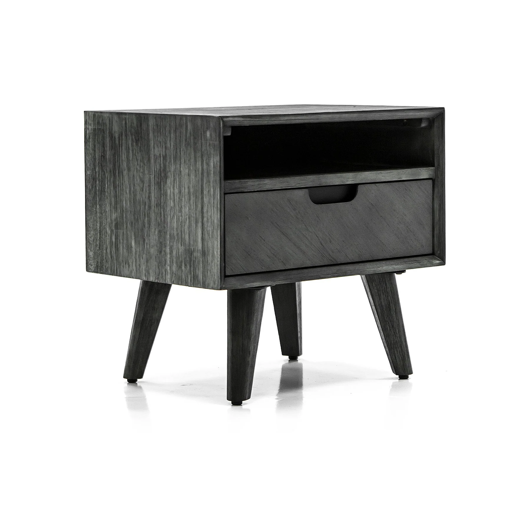 Mohave Mid-Century Tundra Gray Acacia Single Drawer Night Stand - Image 2