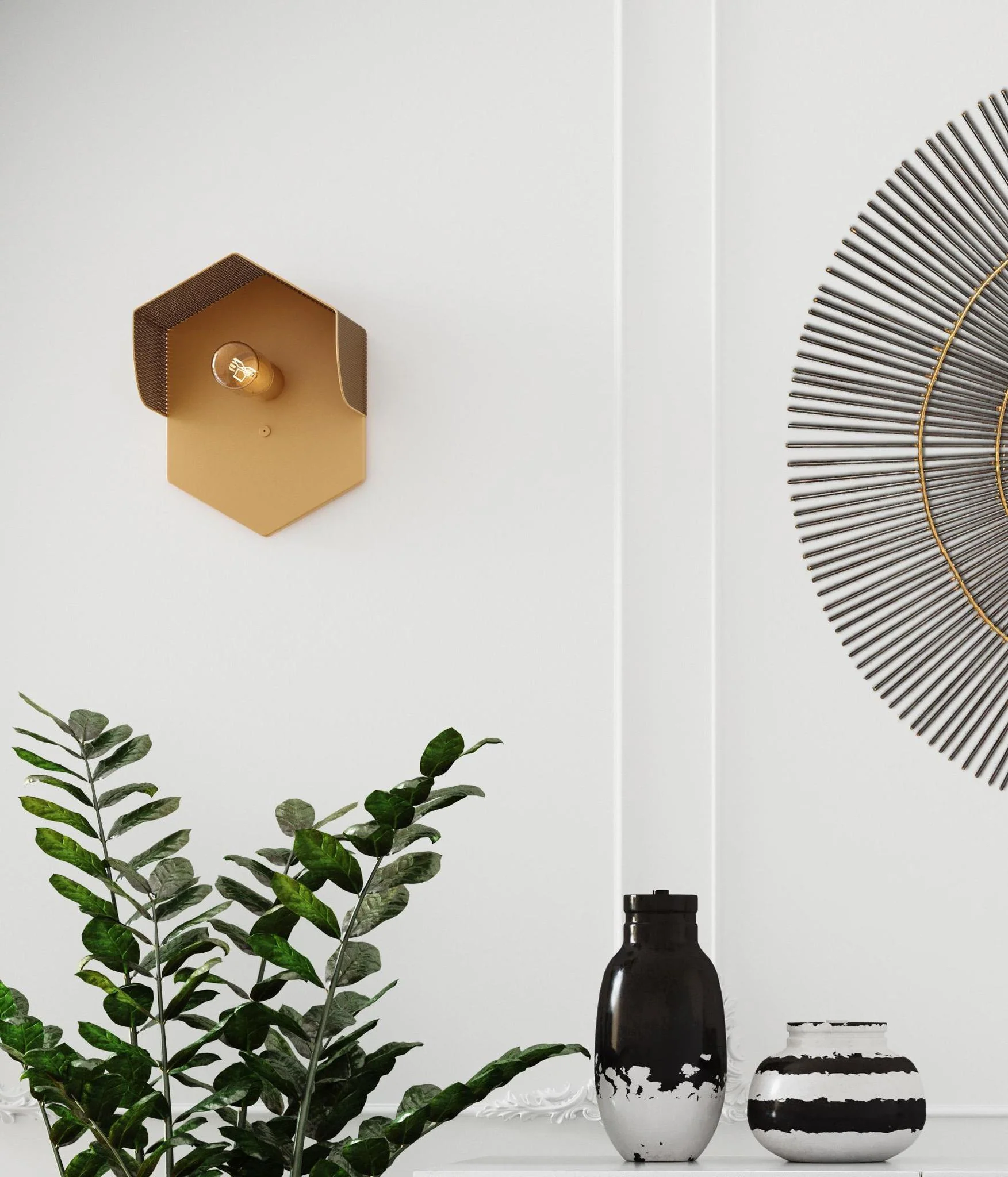 Mokhtar Tan Hexagon Wall Sconce - Image 8
