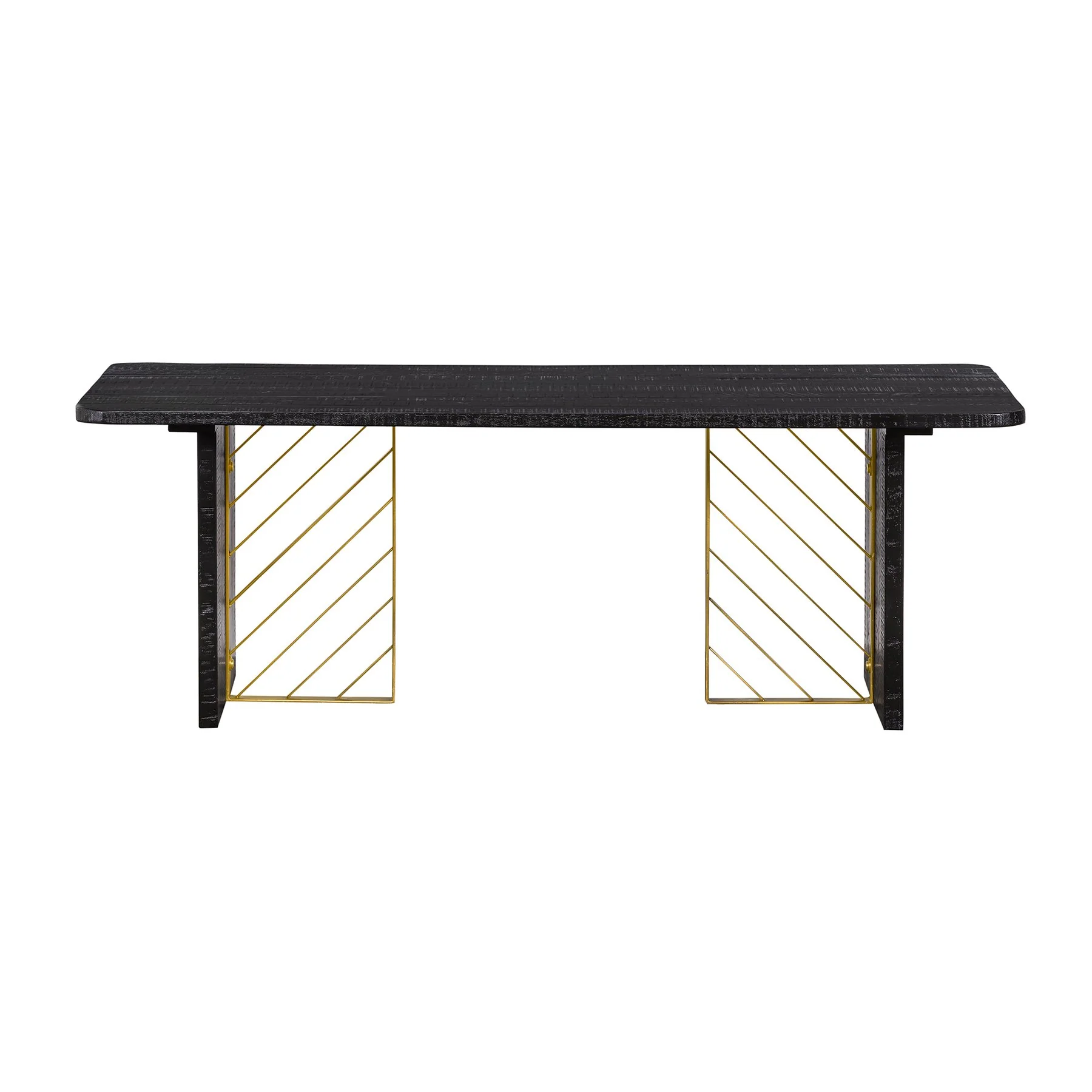 Monaco Black Wood Coffee Table with Antique Brass Accent - Image 2