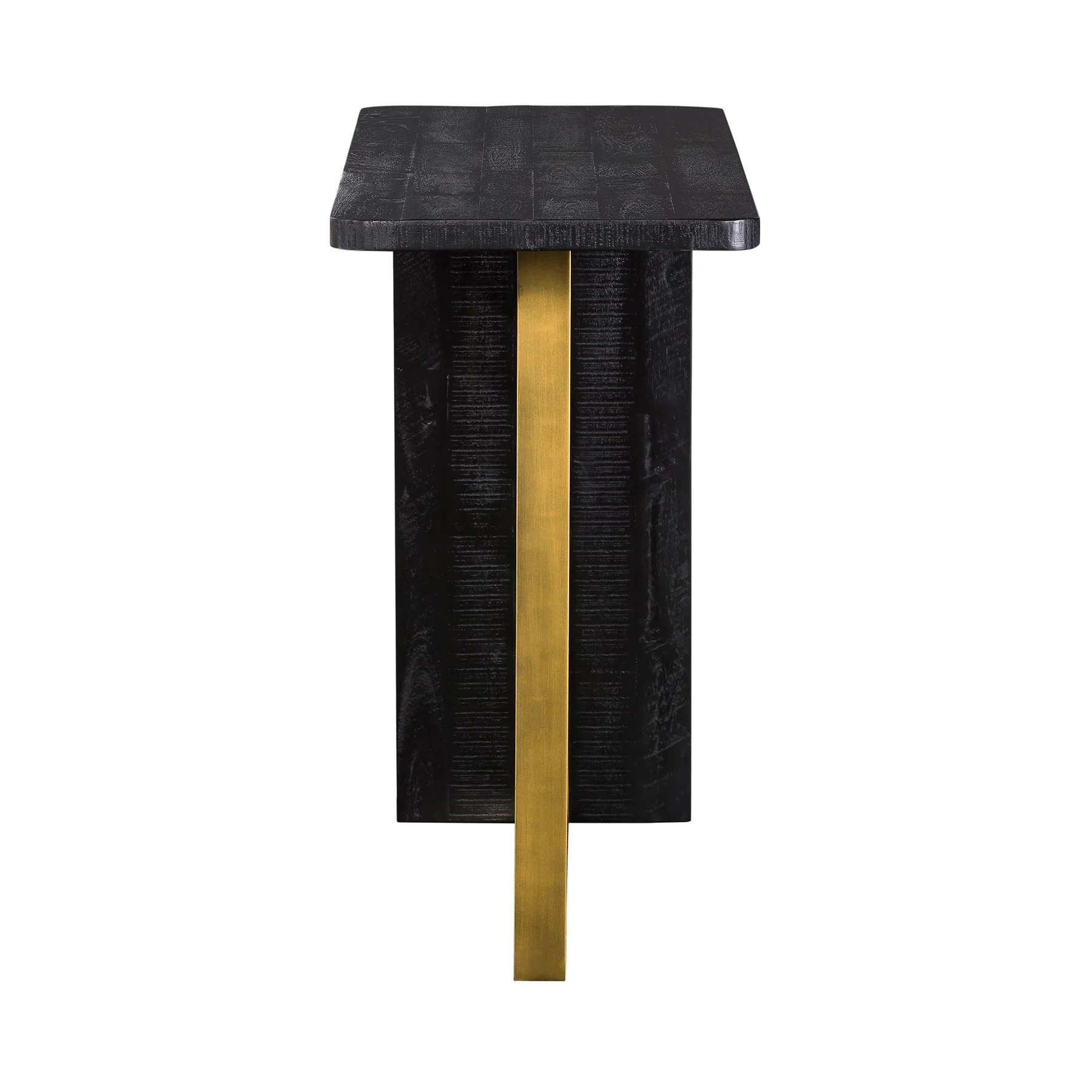 Monaco Black Wood Console Table with Antique Brass Accent - Image 3