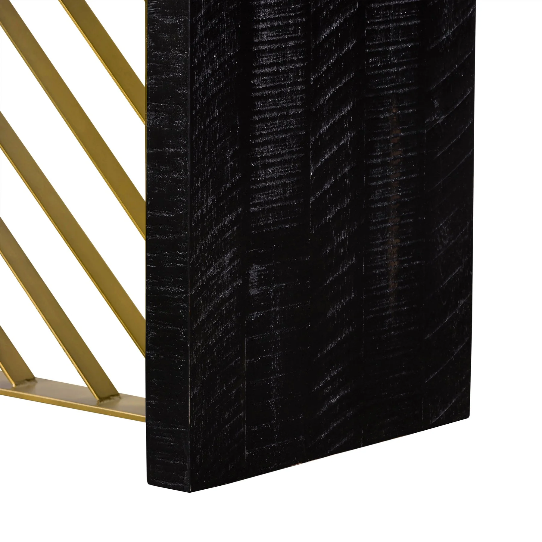 Monaco Black Wood Console Table with Antique Brass Accent - Image 4