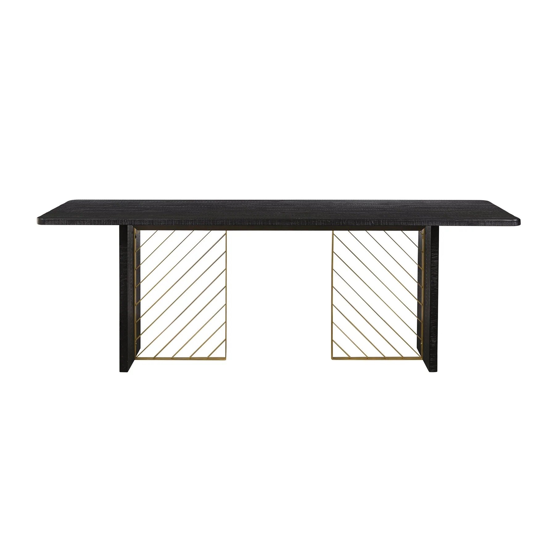 Monaco Black Wood Dining Table with Antique Brass Accent - Image 2